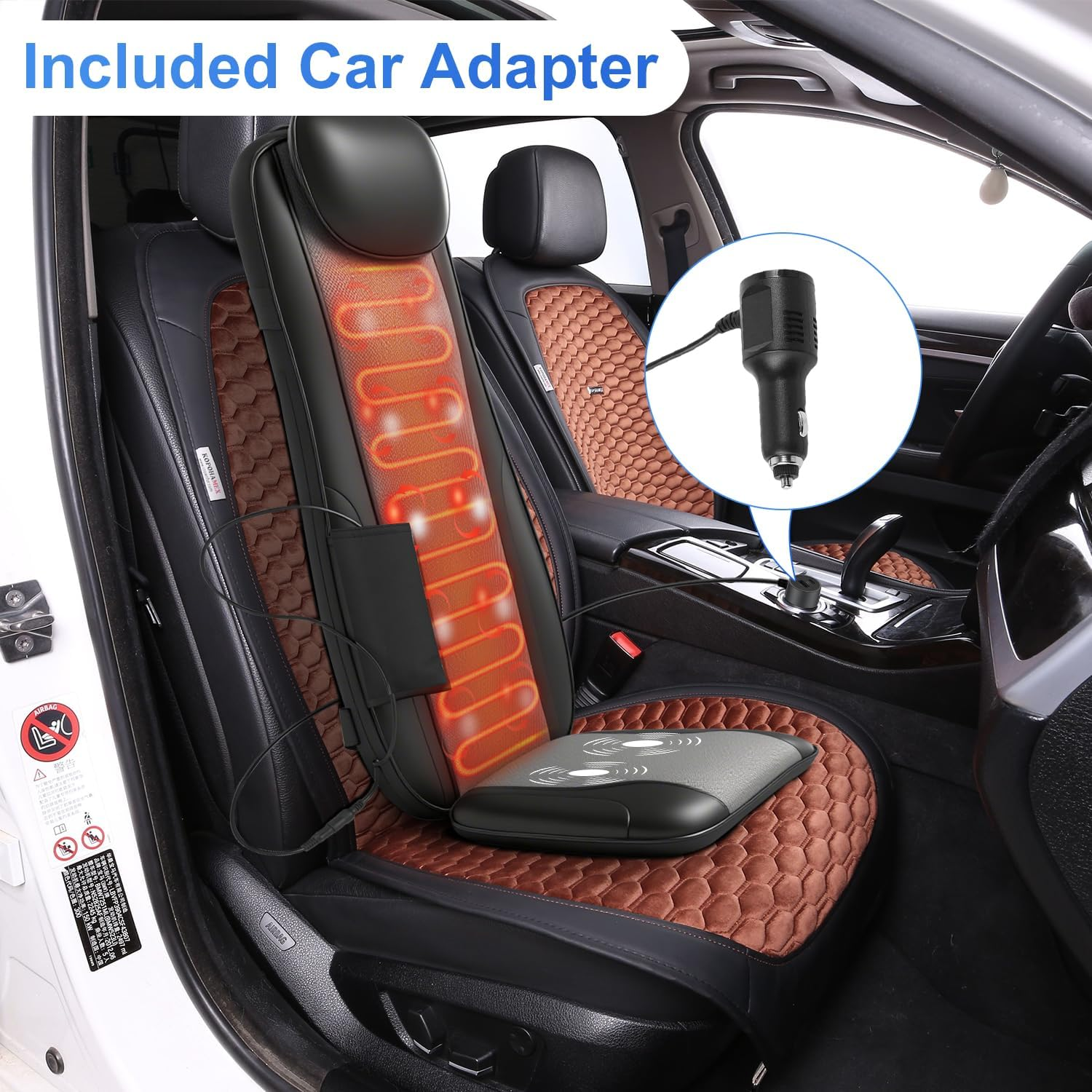 Shiatsu Back Massager Cushion with Heat, Massage Chair Pad with Height Adjustment, Full Back Kneading Shiatsu or Rolling Massage, Gifts for Men, Women image number 3