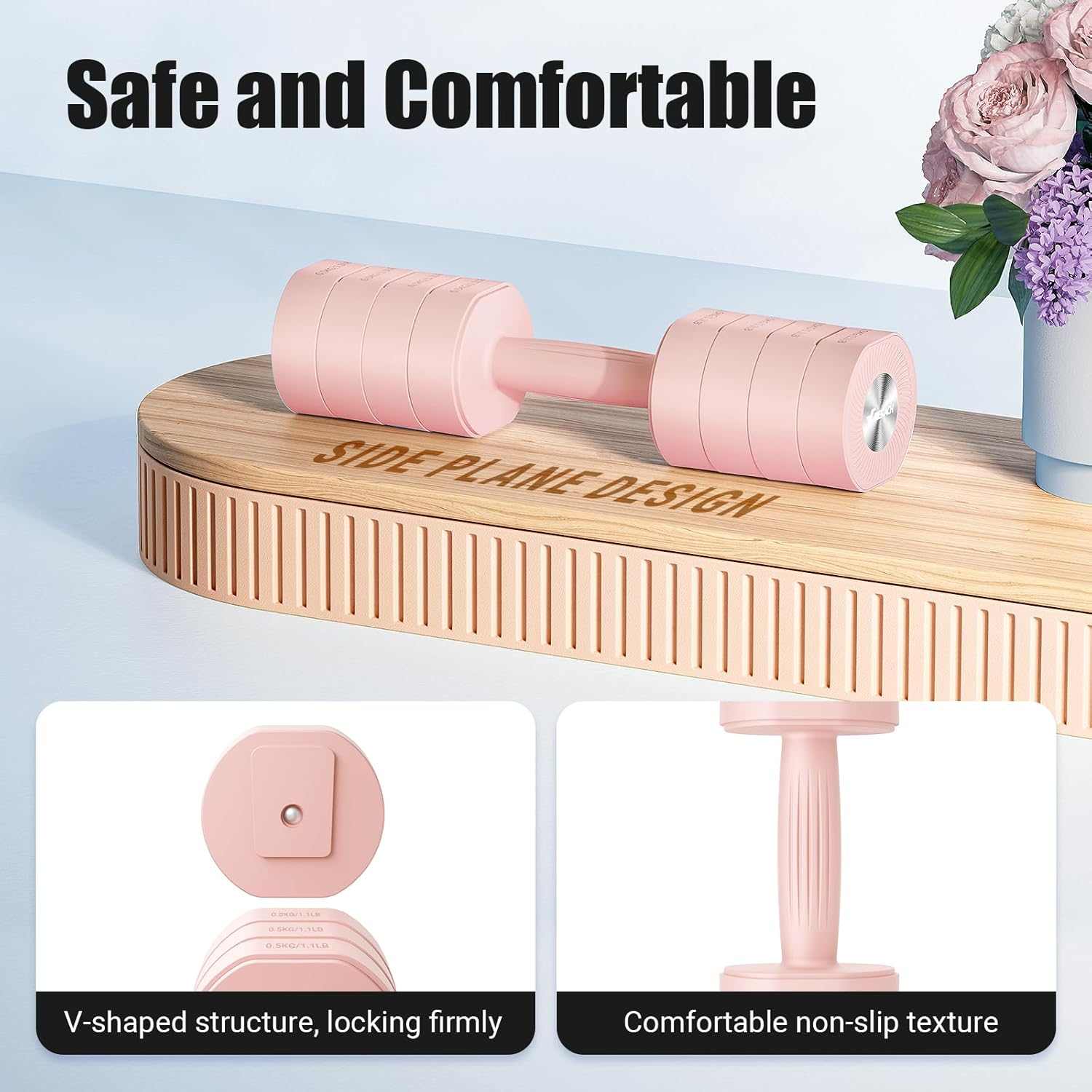 MERACH Adjustable Dumbbell Set Weights of 2, Soft-Touch Grip Anti-Slip Handle Dumbbells, Macaron Colors Exercise&Fitness Dumbbells,Each 1/2/3/4 Kg, 4 in 1 Hand Weights Dumbbells Set for Women - Black image number 7