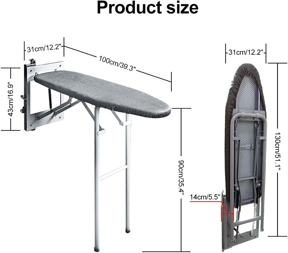 KAIGITE Wall Mounted Ironing Board, 180&deg; Rotatable Hidden Folding Space Saving Ironing Station with Heat Resistant Cover, Compact for Home Apartment Laundry Room image number 5