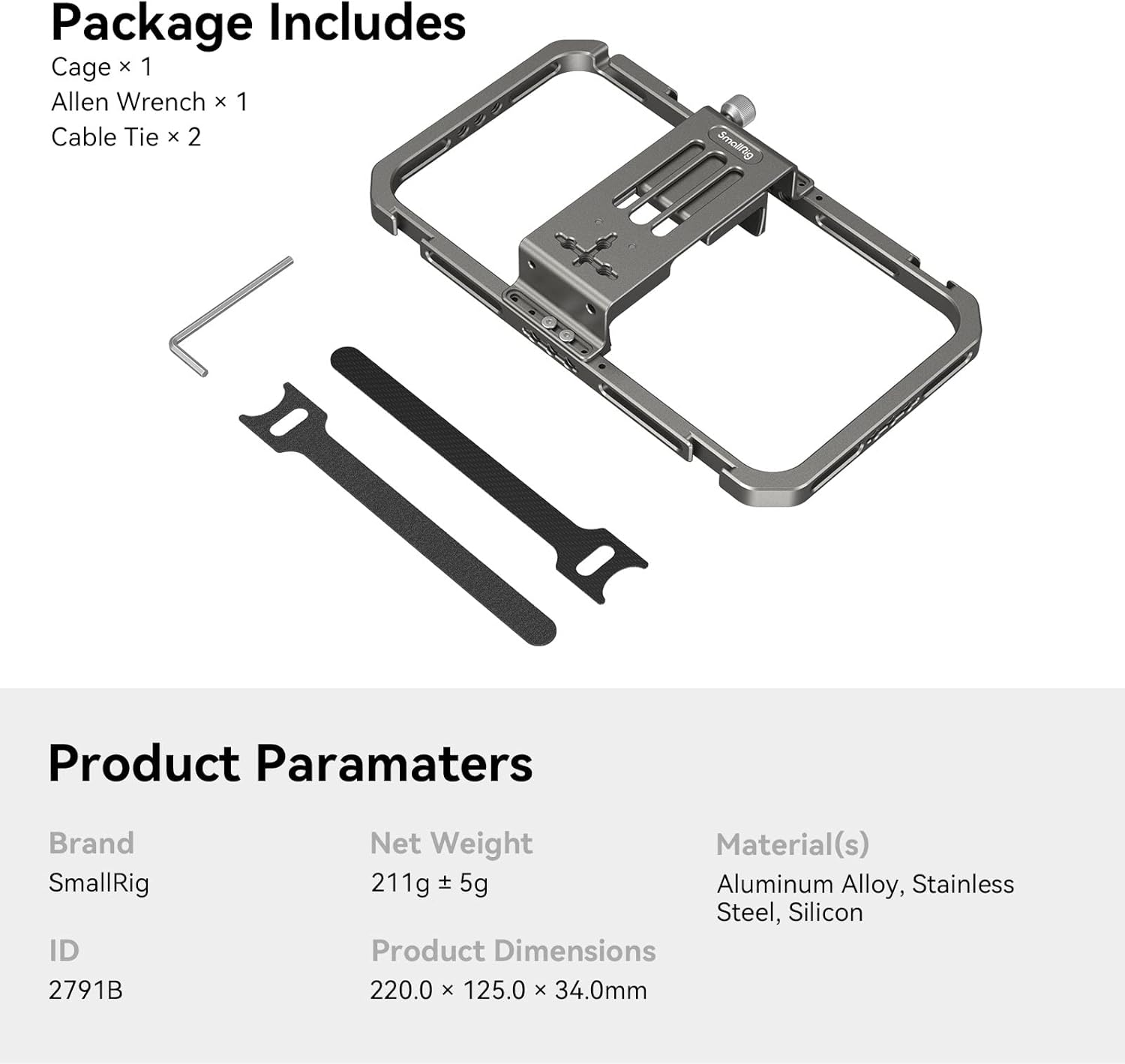 Smallrig Universal Smartphone Video Rig for Iphone for Samsung, Filmmaking Vlogging Rig Aluminium Alloy Phone Video Cage Grip with Cold Shoe Mount for Videomaker Videographer - 2791 image number 5