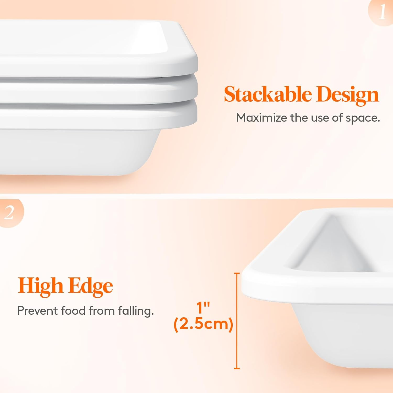 Lifewit Large Plastic Serving Tray Set for Party Supplies, 16/14/12 Inch Platters for Serving Food, 6 PCS White Reusable Tray for Veggie, Snack, Fruit, Cookies, Dessert in Kitchen/Pantry Organization