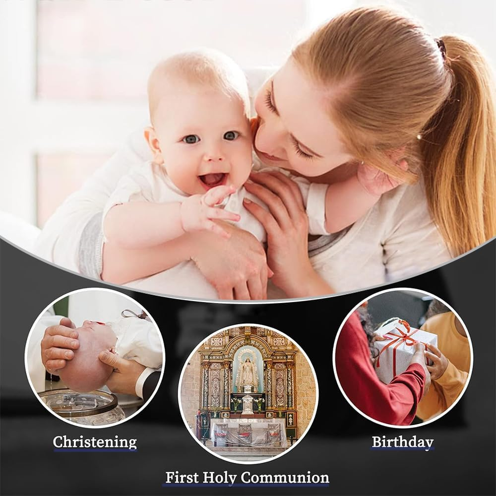 Silver Girl Wall Cross,Praying Boy Plaque Wall Decor Cross,Great for Baptism,Birthday and Christening (Girl) image number 2