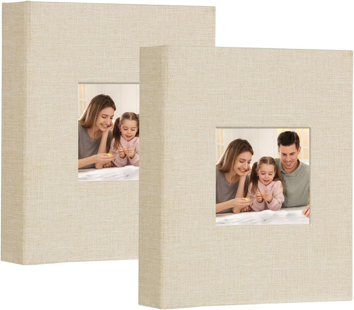 Miaikoe Small Photo Album 6X4 50 Pockets 2 Packs, Slip in Top Loading Linen Album Book Holds 100 Vertical 10X15Cm Photos for Family Wedding Baby(Beige) image number 7