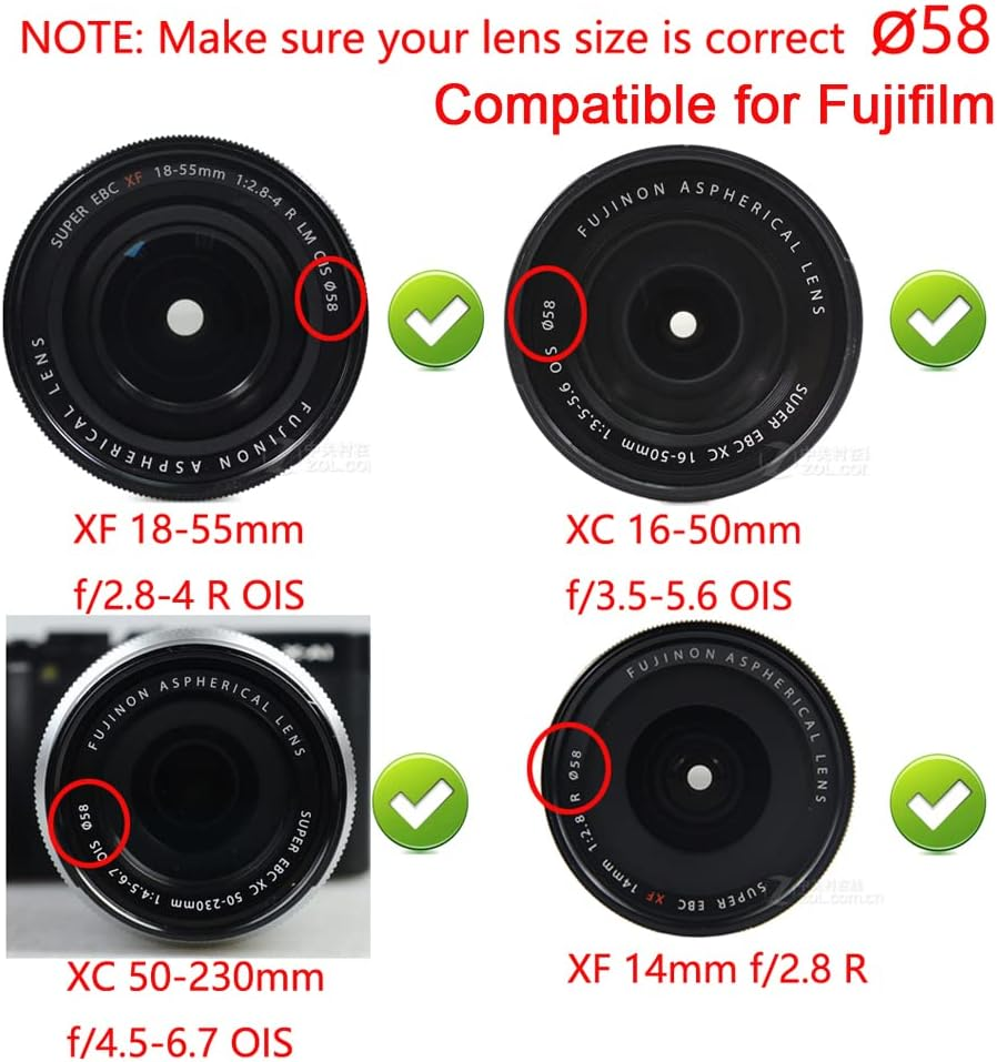58Mm Camera Lens Cap Compatible for Canon SL3/90D W/Ef-S 18-55Mm Lens, Fuji XC 16-50Mm/Xf 18-55Mm Lens (2 Pack) image number 6