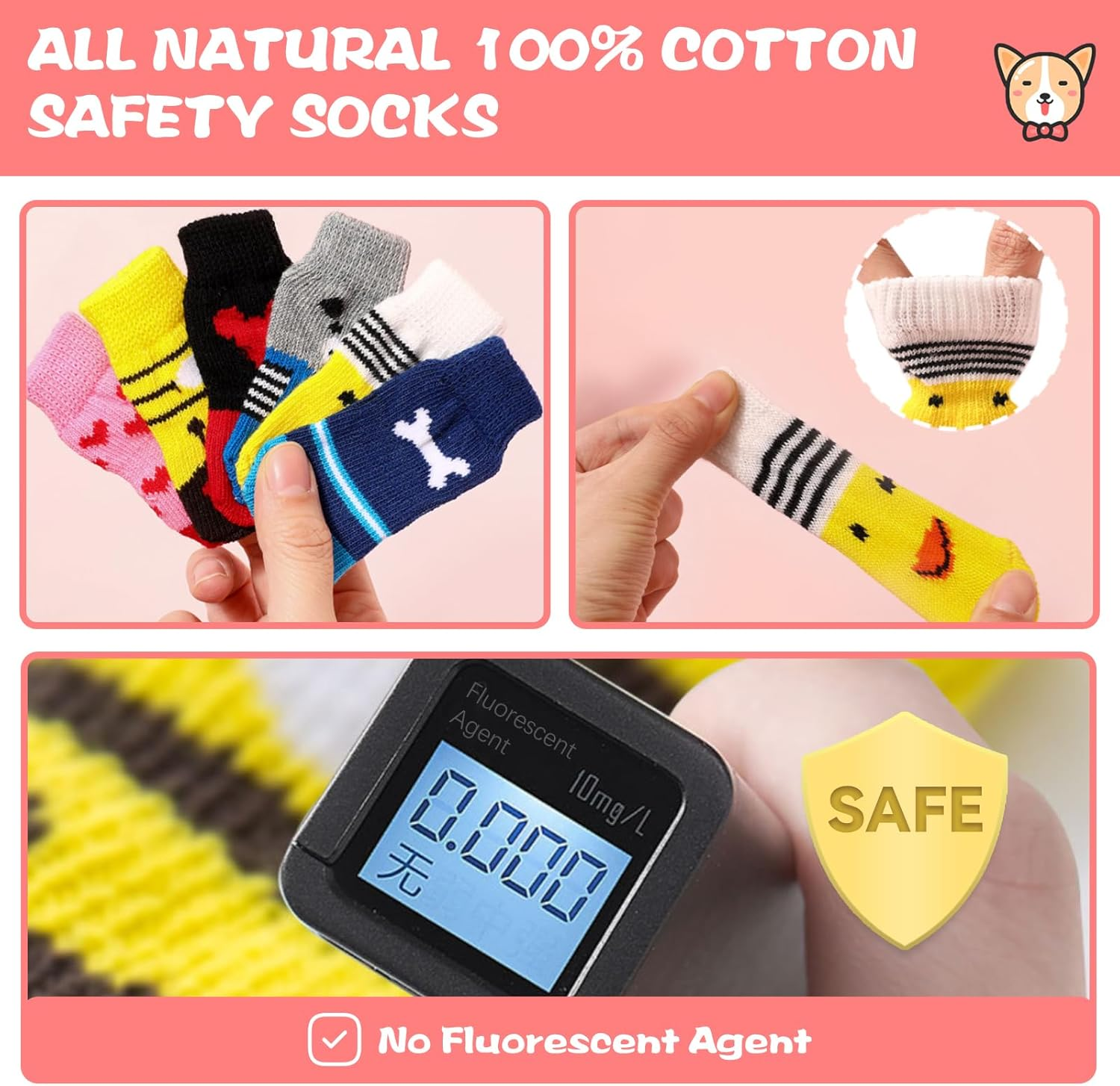 24 Pices anti Slip Dog Socks & Quite Dog Paw Sock with Grippers, Quick Dressing Knit Socks for Pet Dogs,Pet Paw Protector Traction for Indoor,Dirt-Resistant Outdoor Pet Socks (M/Size) image number 3