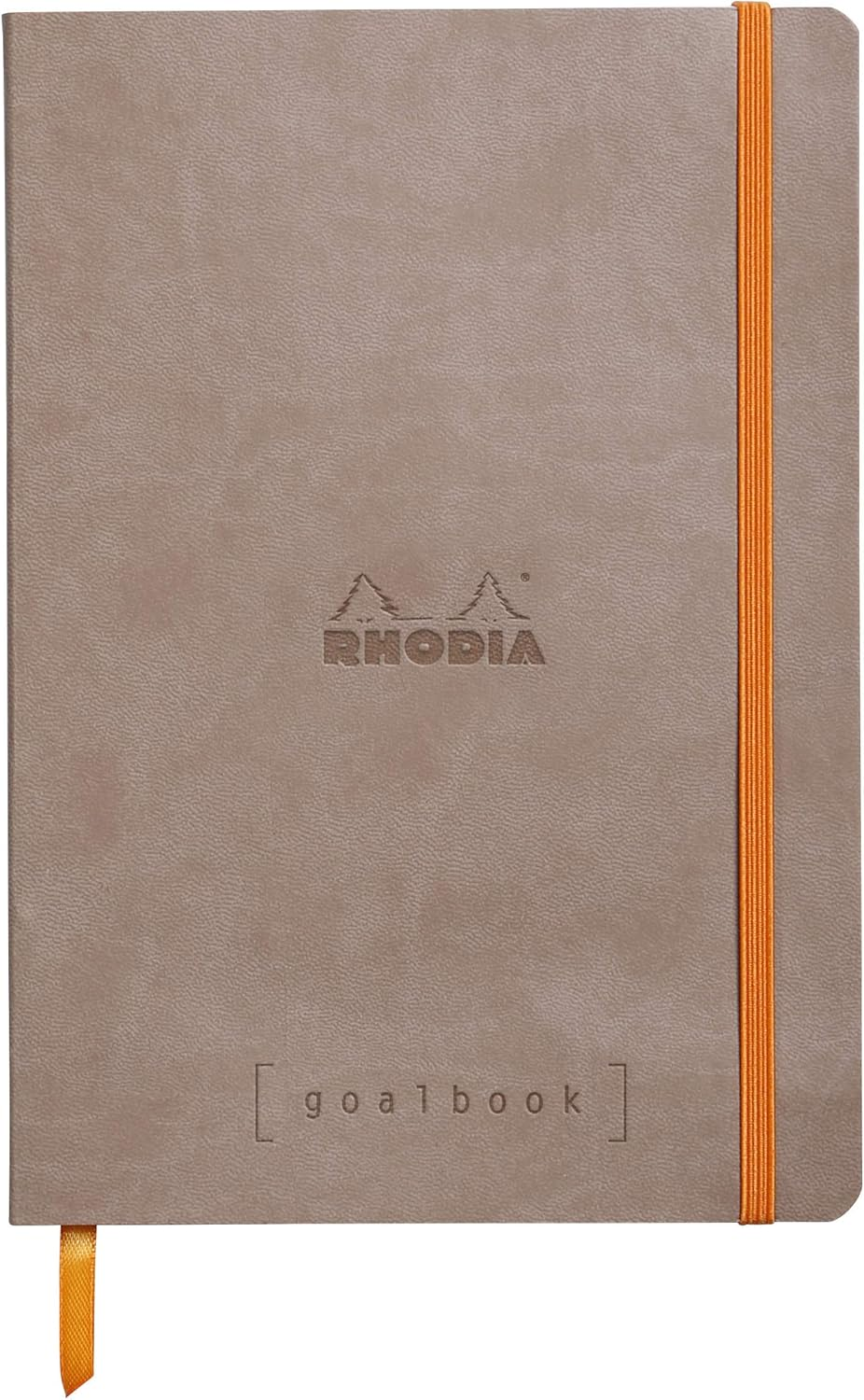 RHODIA 117755C - Soft Notebook Bullet Journal Goalbook Orange - A5 - Dotted Dot - 240 Pages - 90G Ivory Clairefontaine Paper - 2 Ribbons, Elastic Closure - Faux Leather Cover