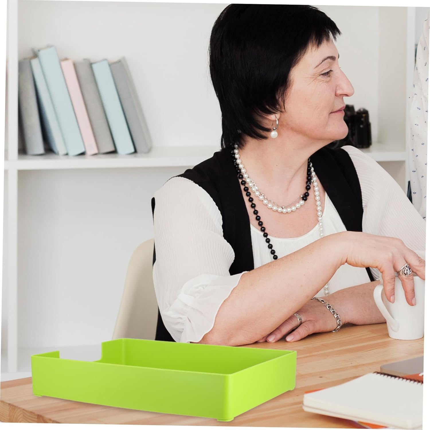 NAMOARLY Document Receipt Storage Box Desktop Document Holder Desk Organiser Office Stationery Products Desk Organizer Tray image number 5