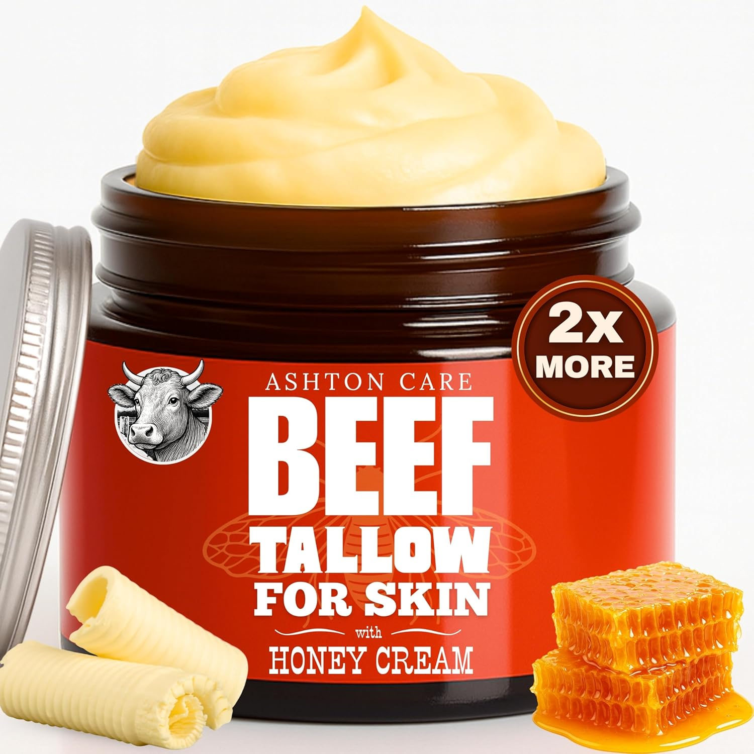 Beef Tallow for Skin and Face Moisturizer Cream &ndash; Grass-Fed Beef Tallow + Glycerin with Honey & Citrus Notes | Natural Hydrating Face & Body Cream for Smooth, Soft & Healthy-Looking Skin | 4.23 Oz image number 6