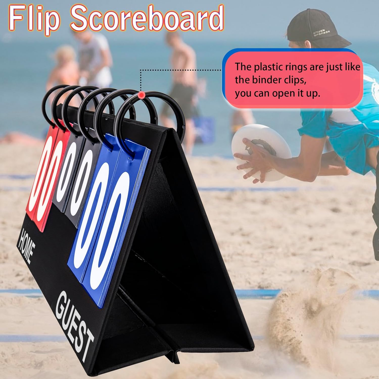 IVONNEY Flip Scoreboard Tabletop Score Flipper, Football Portable Scoreboard, Flip Score Keeper, Outdoor Score Flip Cards for Basketball Volleyball Tennis Sports - 6 Digits Scoreboard image number 1
