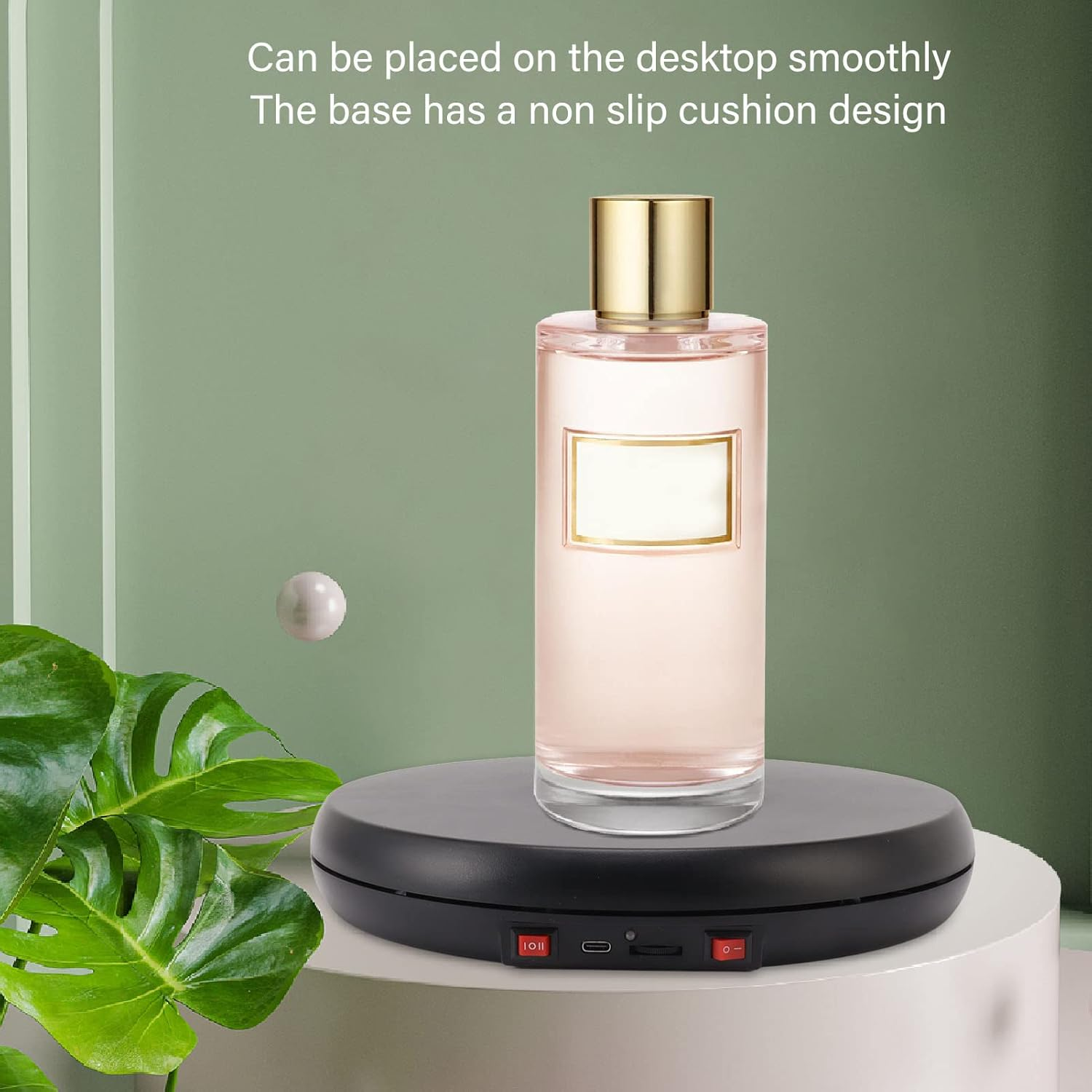 25Cm Motorized Rotating Display Stand with LED Light , 20KG Load Capacity 360 Degree Automatic Rotating Display Stand for Photography Products and Shows (BLACK) image number 4