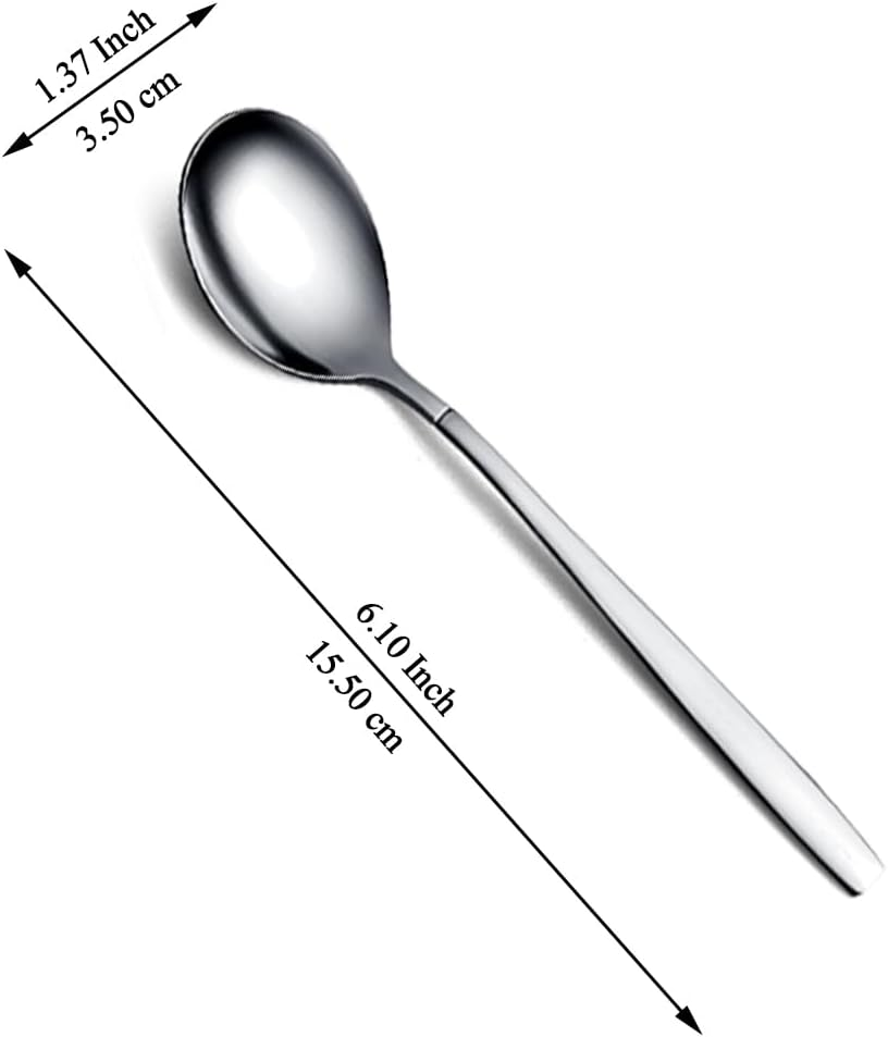 Berglander Silver Teaspoon Set of 12, Shiny Stainless Steel Polished Teaspoon Cutlery, Teaspoon Small Dessert Spoon, Dishwasher Safe image number 2