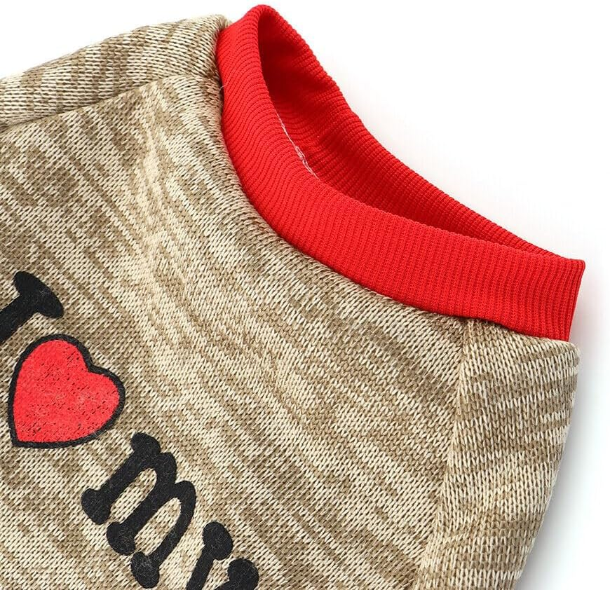 Pet Clothes, Winter Dog Sweater I Love My Mom/Dad Dog Sweatshirt Outfit Warm Dog Costume for Puppy Small Dogs (Mommy, XS) image number 3