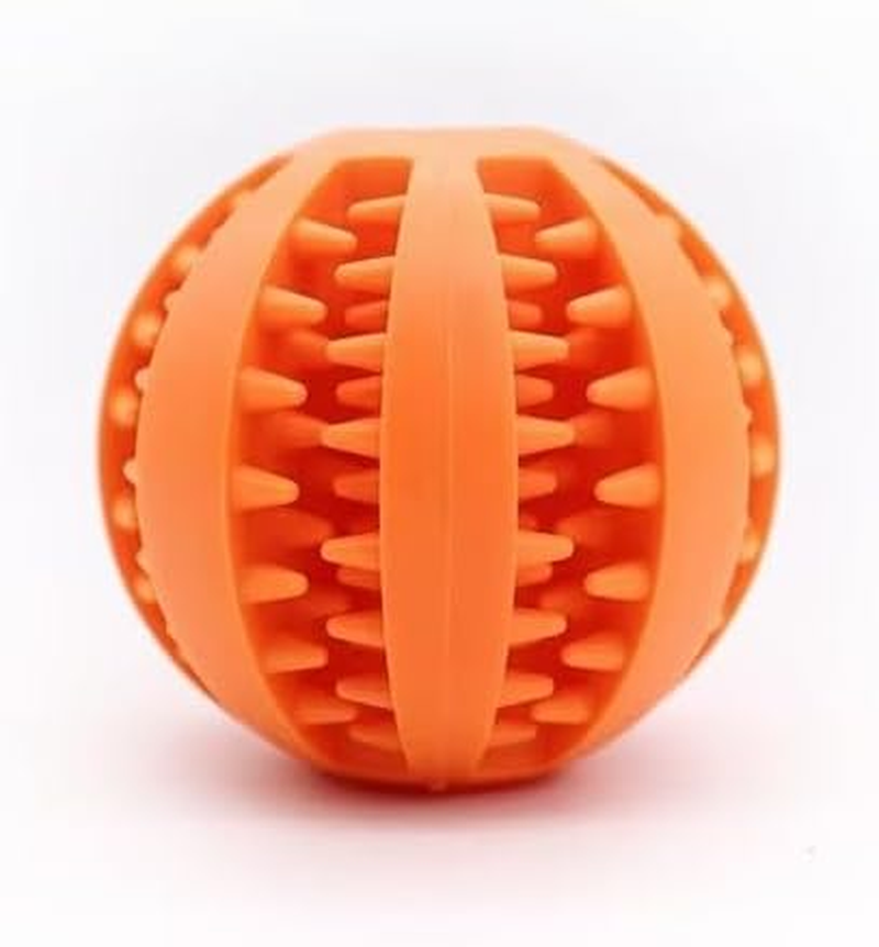 Dog Treat Feeder Chew Ball, Interactive Slow Food Dispenser Toy, Rotating Ball (Orange)