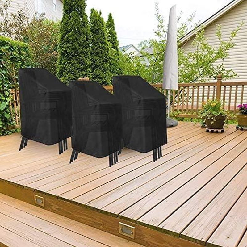 Garden Chair Covers, Patio Stacking Chair Cover,Waterproof Oxford Fabric Furniture Protector Cover with Storage Bag for Outdoor Patio Garden (65X65X120X80Cm) (2PCS) image number 2