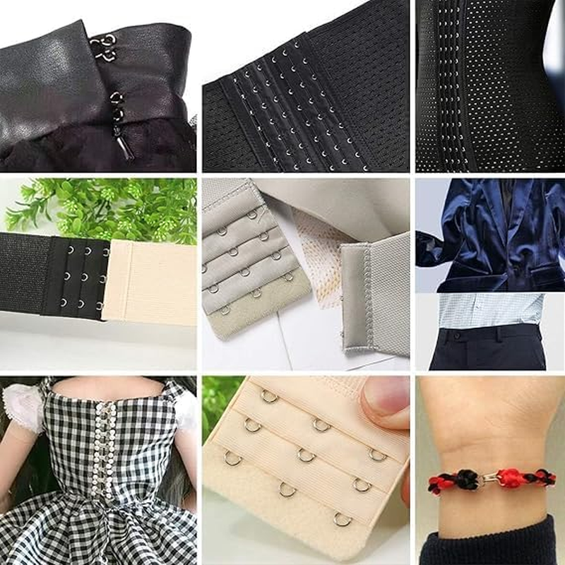 Bra Hooks,102 Set Hook and Eye Latch for Clothing,Strong Metal Bra Hooks Eyes Black and Silver, 3 Sizes, 12.5/15/17Mm, Silver/Black image number 1