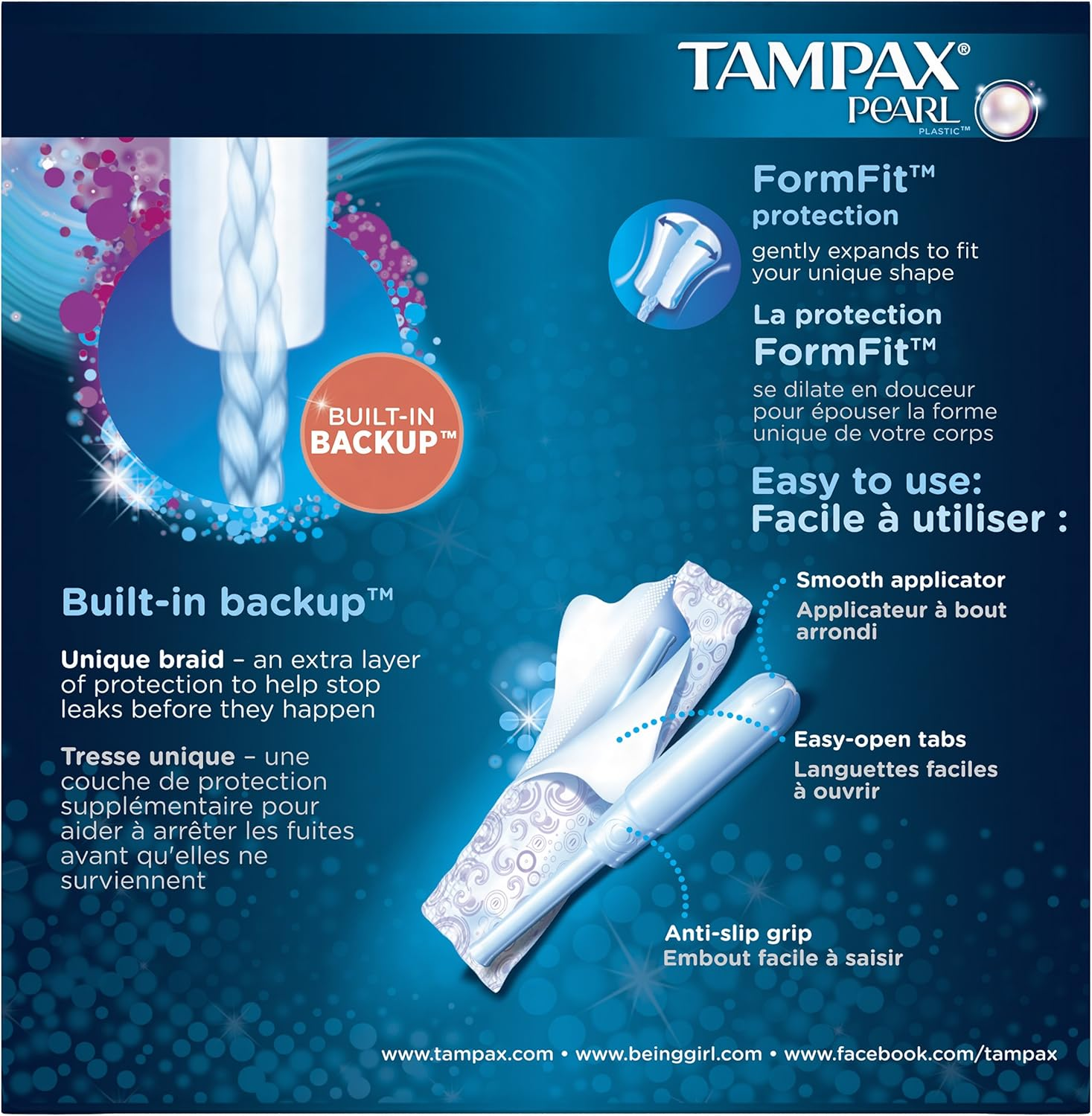 Tampax Pearl Plastic Unscented Tampons, Ultra Absorbency, 18-Count (Pack of 12) image number 5