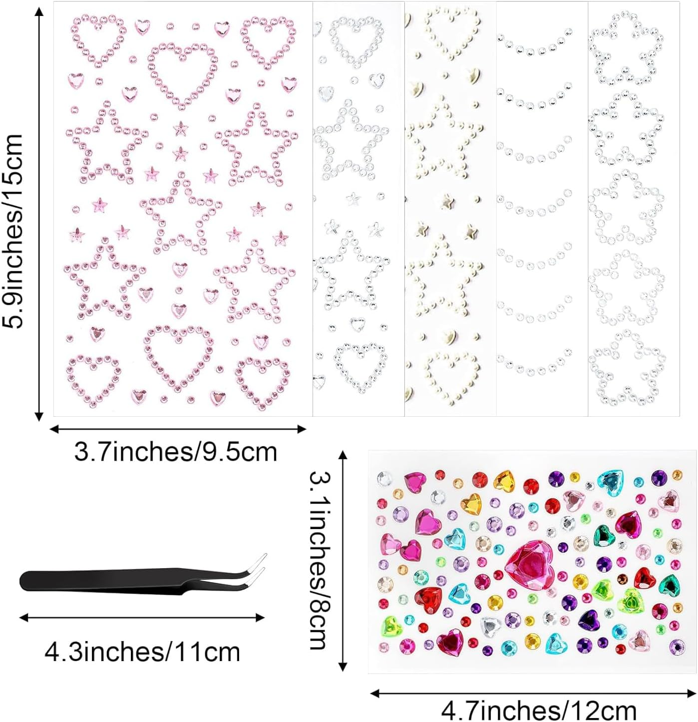 BEANPRECOY Face Gems Rhinestones Self Adhesive Gem Stickers for Women Teens Multi Purpose Body Face Hair Nail Jewels with Pearls Punk Style Waterproof Sparkling Rave Accessories for Party image number 6