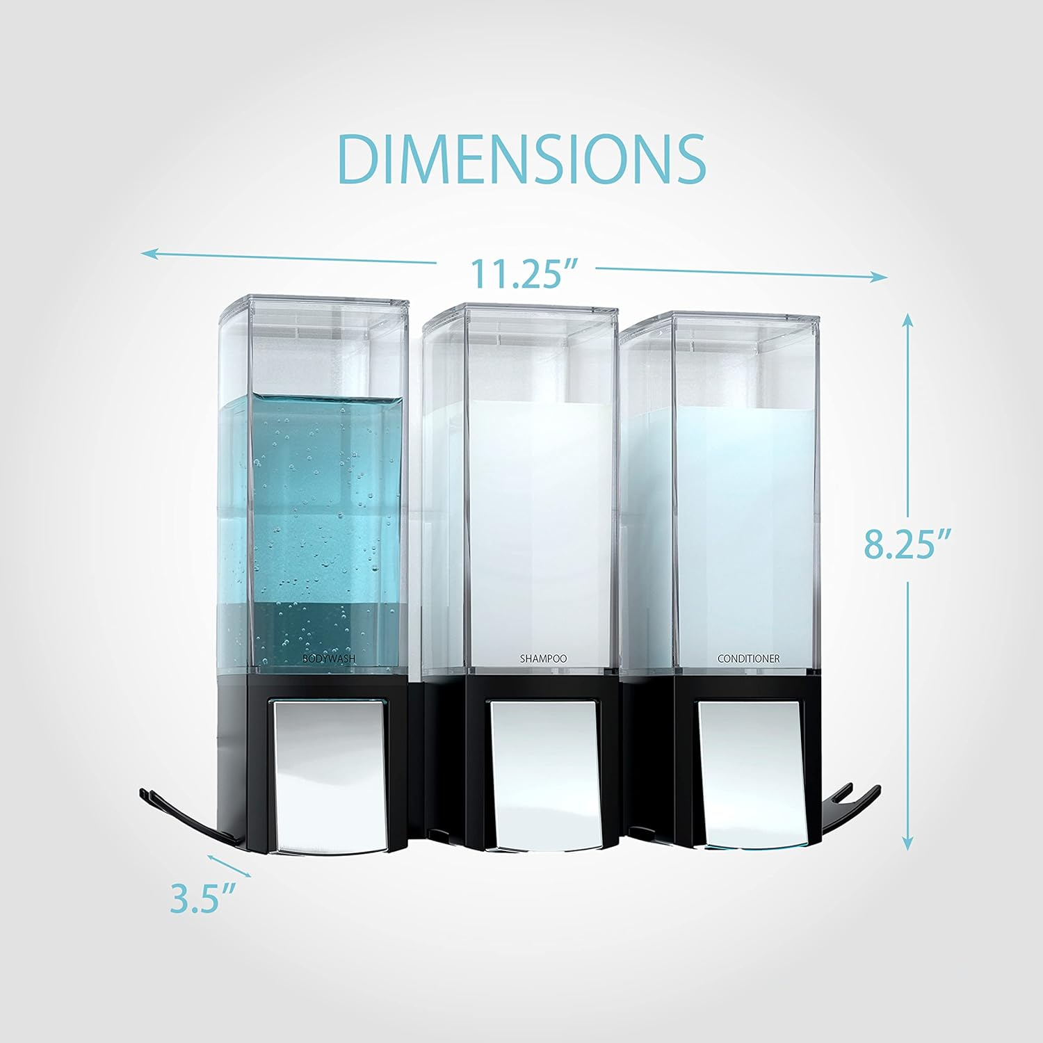 Better Living Products 77384 Clever Soap and Shower Triple Dispenser, Black/Chrome image number 3