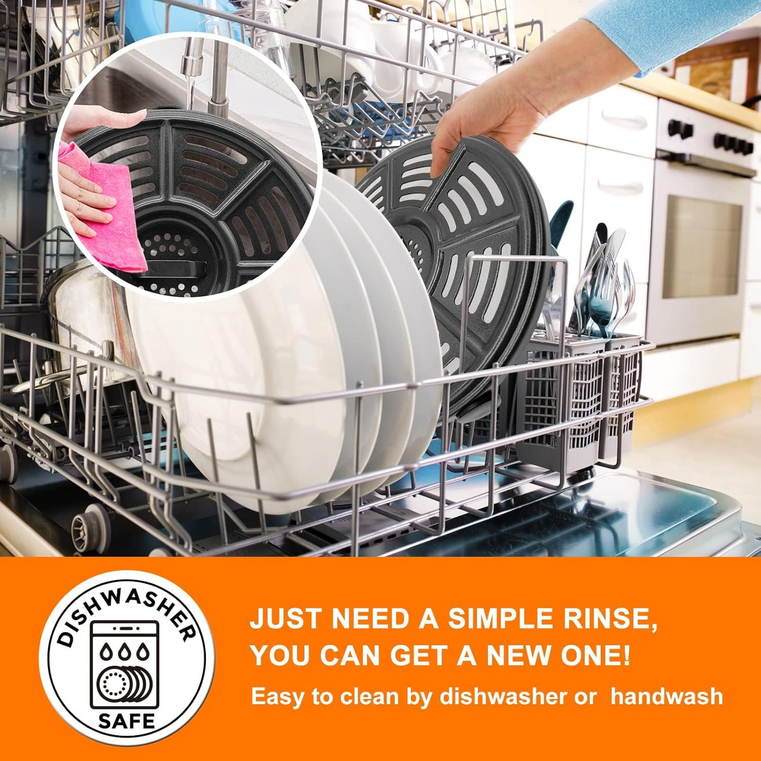 Air Fryer Accessories for Ninja AF101 AF161 AF150 Air Fryer, 8.2'' round Food Grade Air Fryer Grill Pan Grill Plate Crisper Plate Replacement Parts Tray Rack