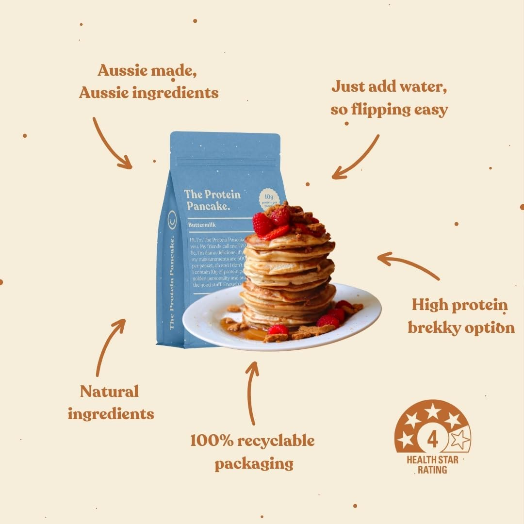 Protein Pancake Mix &ndash; Buttermilk Flavour | 500G Bag | High Protein, No Added Sugar, Just Add Water image number 3