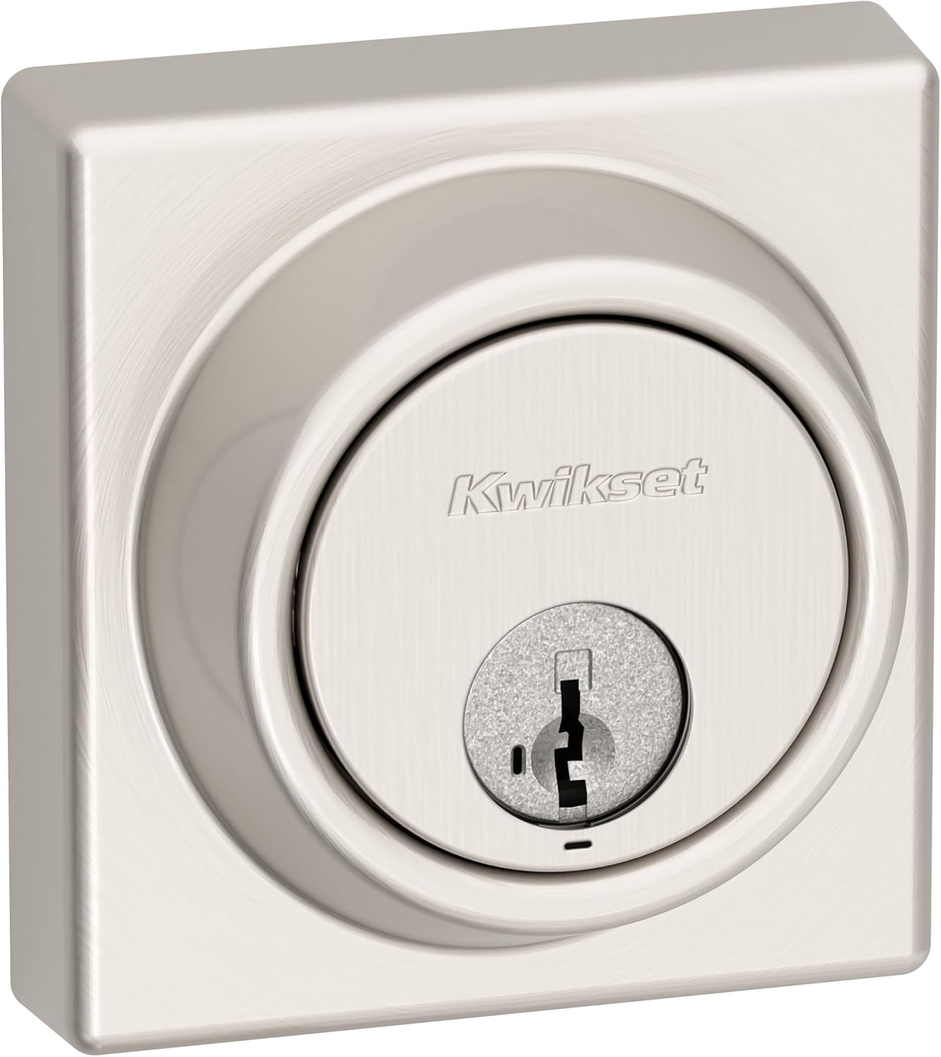 Kwikset 817 Deadbolt Lock, Satin Nickel round Exterior Keyed Front Entry Door, Pick Resistant Smartkey Rekey Security, Single Cylinder Dead Bolt, with Microban Protection image number 4