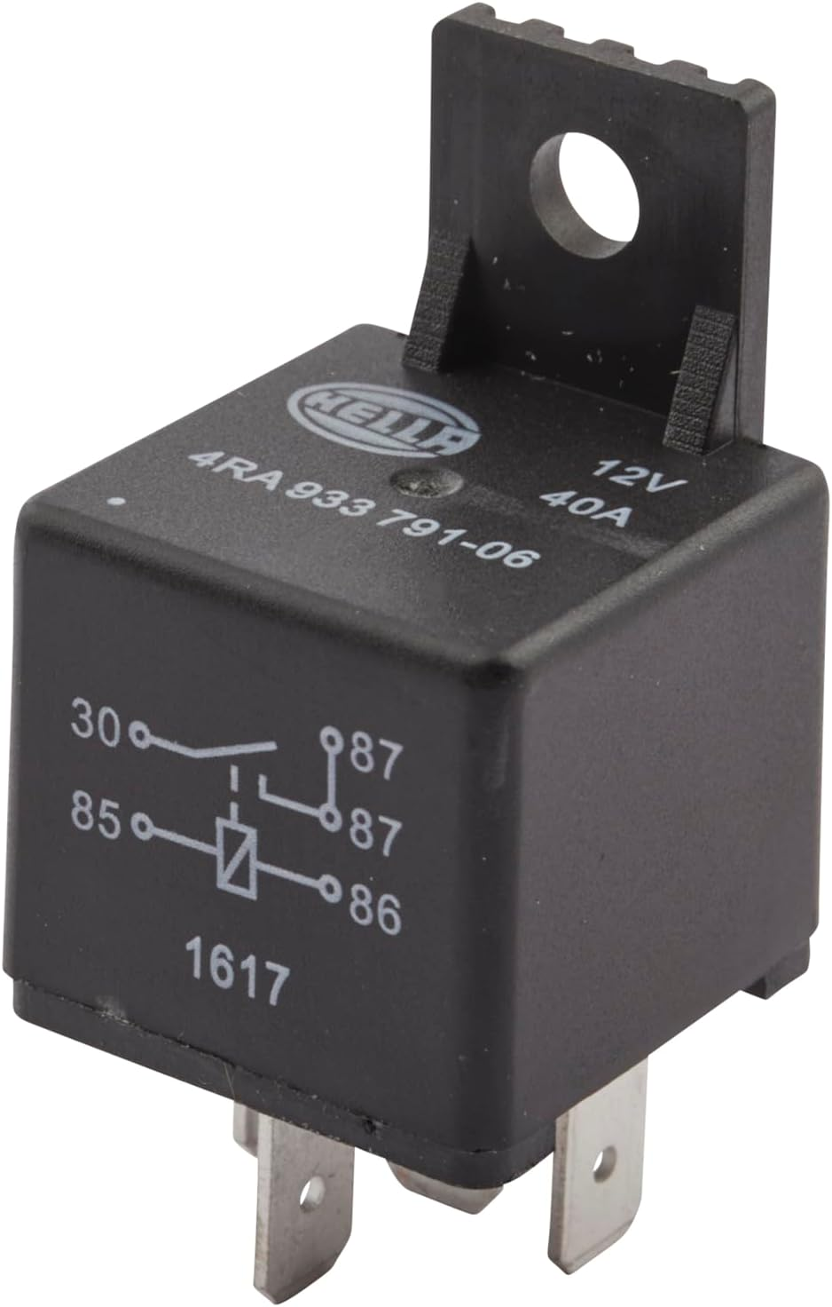 HELLA 933791061 12V, 5 Pin, Mini ISO Relay with Dual (87) Load Connections, Black