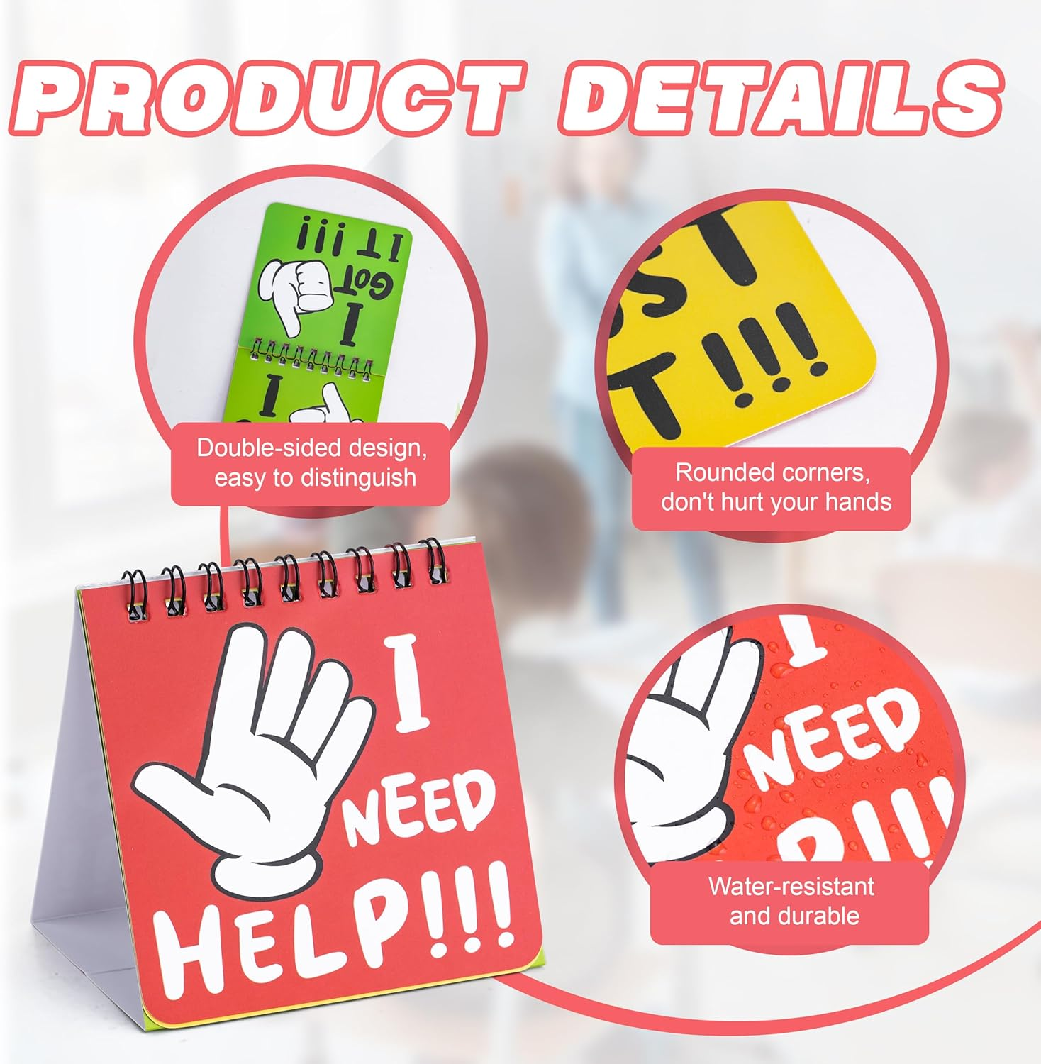 PERBDEAL 24 Pcs I Need Help Mini Flip Charts - Classroom Management Tools for Teachers Interaction and Behavior Self-Assessment Cards for Students Educational and Learning Activities School Supplies image number 4