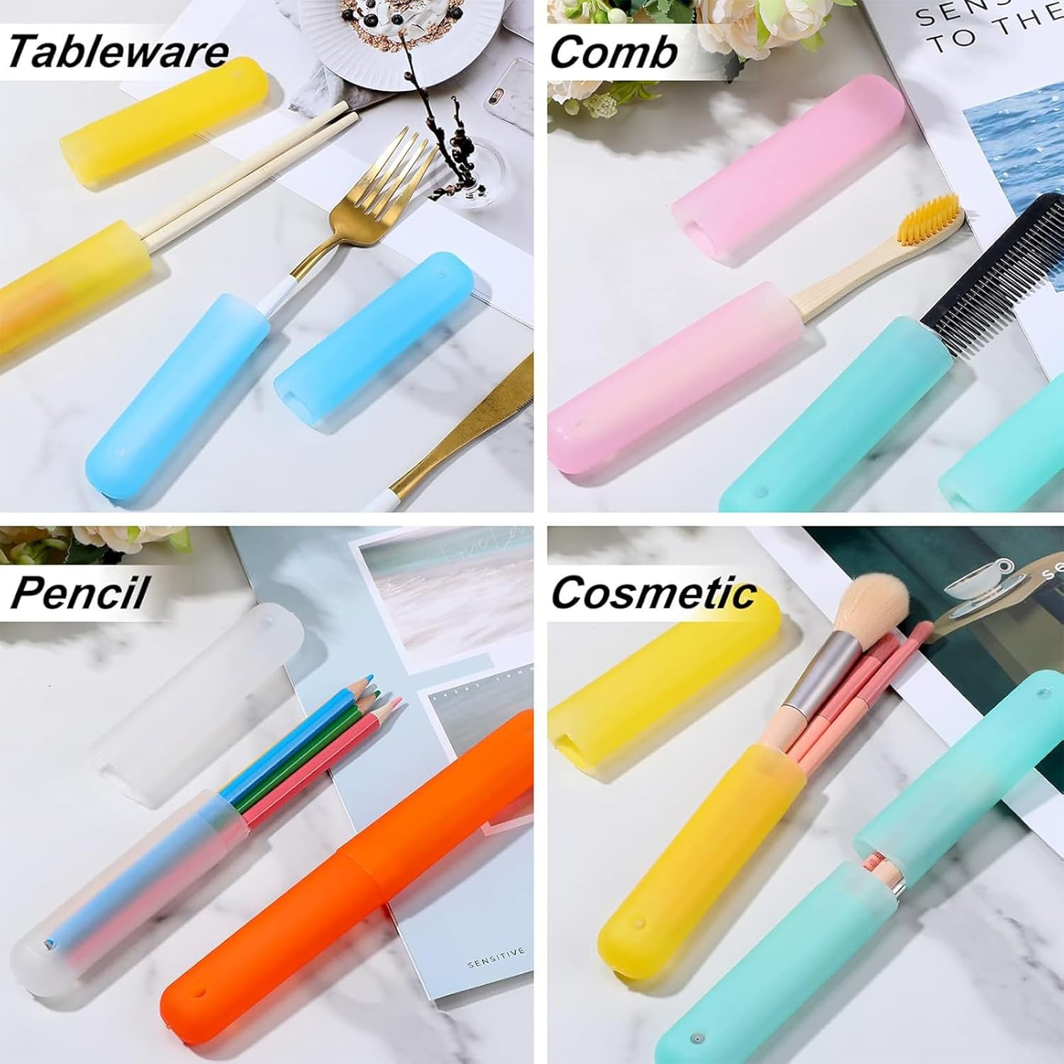 Bulk 7-Pack Travel Toothbrush Case Holder - Breathable PP Material, Drain Holes & Lightweight for Camping, Trips, Home (7 Assorted Colors) image number 2