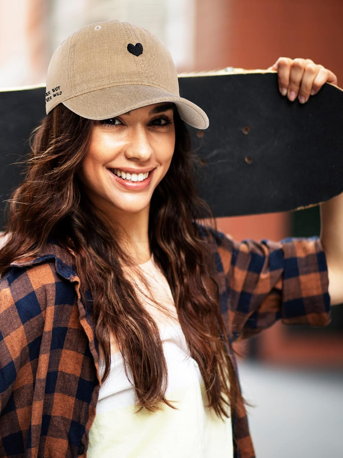 Hebenie Womens Baseball Cap - Cotton Washed Ladies Baseball Caps Classic Vintage Soft Adjustable Peak Caps for Women Girls Outdoor Sports Gift UK Love Heart Embroidered image number 3