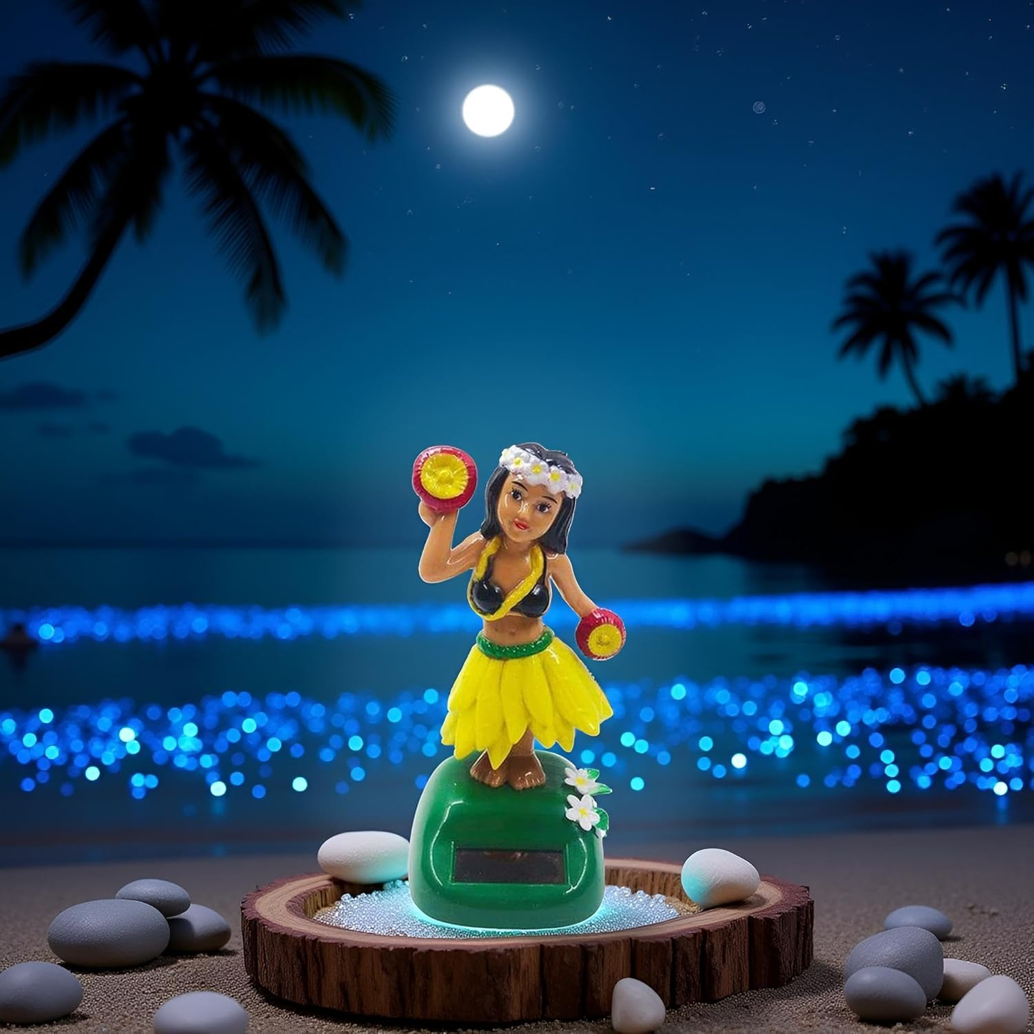 Solar Powered Hula Girl Dancing Figures Decoration, Swinging Hawaiian Girl Doll Car Dashboard Ornaments for Car Interior Home Party Decor Learning Portable image number 1