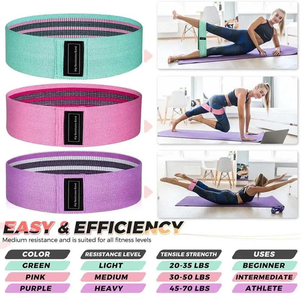 Exercise Bands Resistance,Resistance Bands for Legs and Butt, Fabric Exercise Loop Bands Yoga, Pilates, Rehab, Fitness and Home Workout, Strength Bands for Booty image number 1
