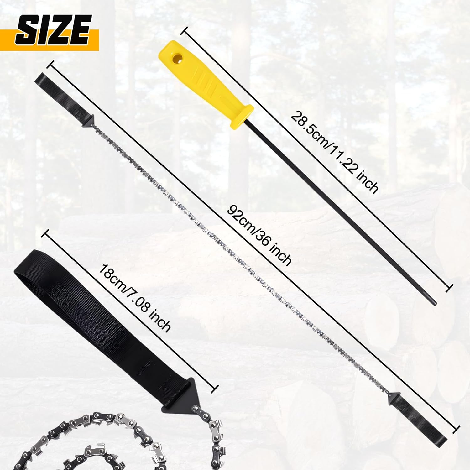 SPEEDWOX Pocket Chainsaw 36 Inch with 48 Teeth Hand Saw Folding Saw Camping Wire Rope Hand Chain with Storage Bag for Camping Hiking image number 2