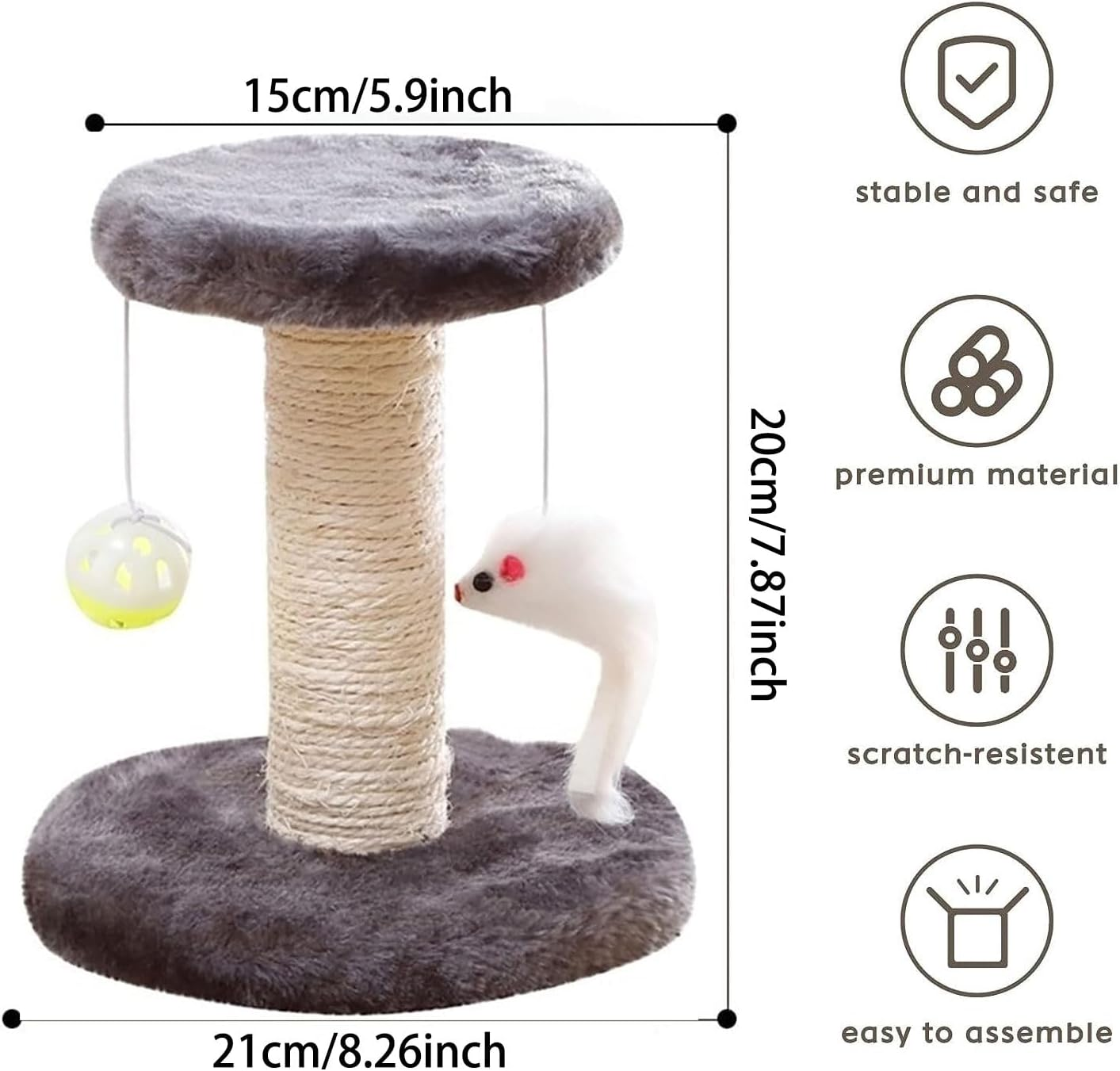Cat Scratching Post with Plush Platform, Scratching Post with Sisal, Scratching Post, Cat Scratching Post, Suitable for Small Cats image number 6