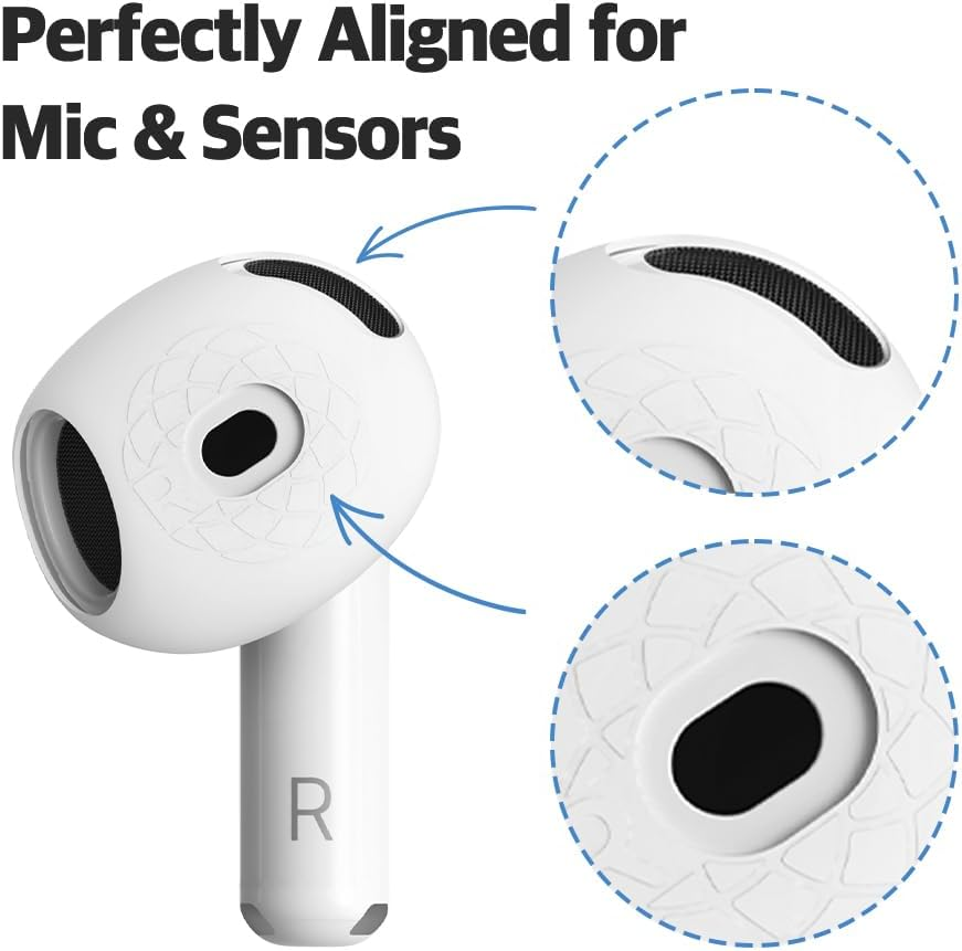 AZLA Sednaearfit for Airpods 4 &ndash; Anti-Slip Silicone Covers for Airpods 4 &ndash; Ear Hook Alternative Grip Skins with Fibonacci Texture &ndash; Secure Fit & Case Compatible (4 Pairs) [Ultra Slim + Slim]