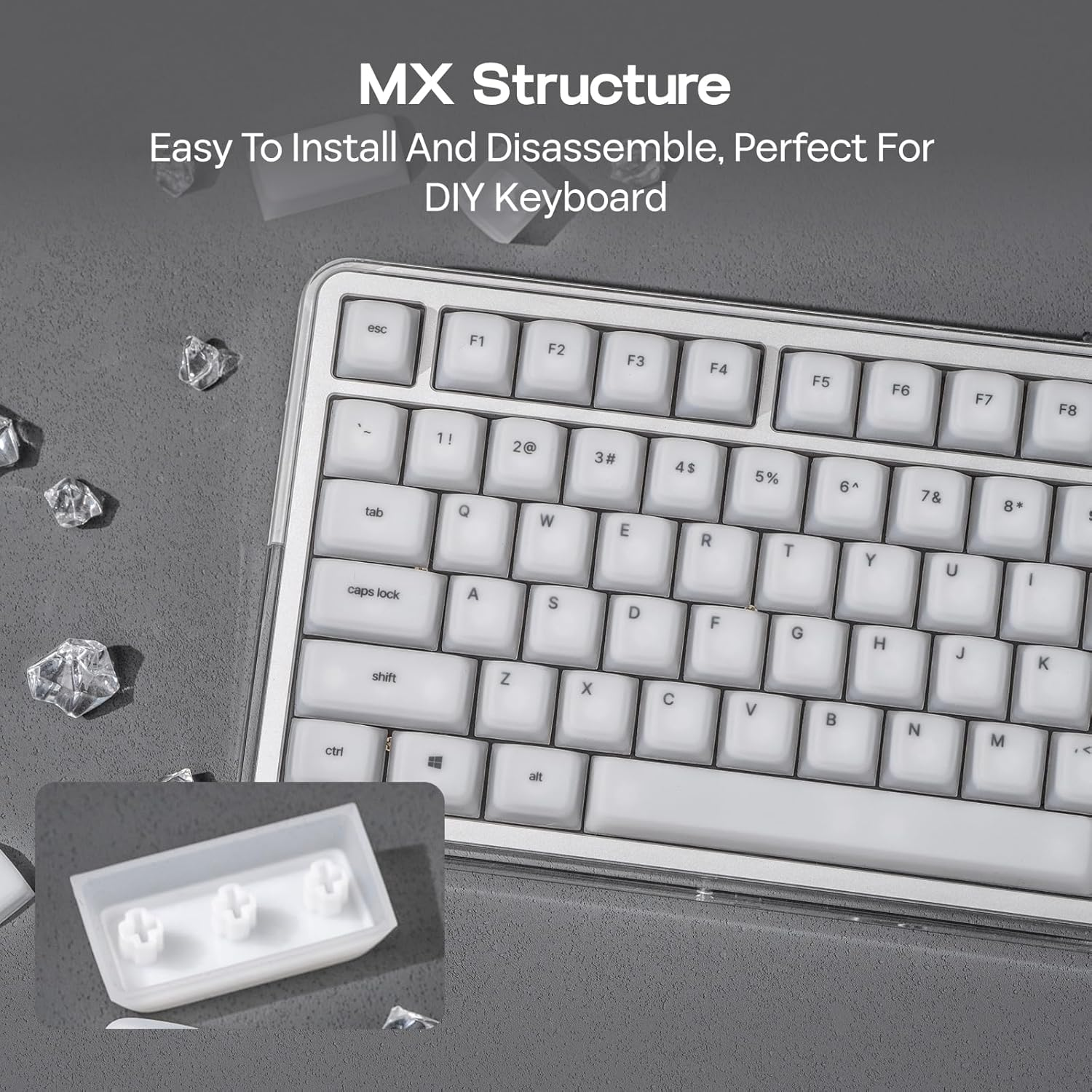 EPOMAKER Aegissil Keycap Set, Silicone Material, Cherry Profile, 113 Keys, 65%/75%/96%/Full Size, Custom Keyboard Keycaps Set for Cherry MX, Kailh, Outemu, Gateron Mechanical Gaming Keyboard (White) image number 2