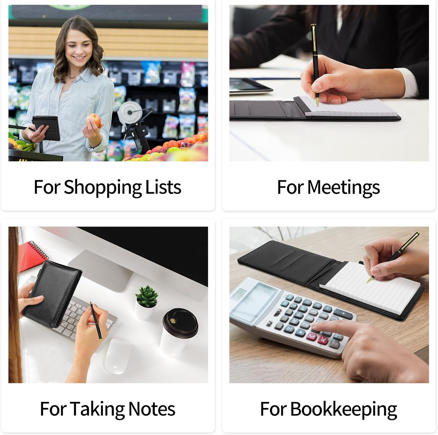 SHAIDOJIO 7Pcs Small Pocket Notepad Holder Set, Mini Notepad Pen Holder with 50 Lined Sheets, A7 Pu Leather Pocket Notebook with 4 Memo Book Refills, 1 Metal Pen, 1 Index Tag for Home Office School image number 3