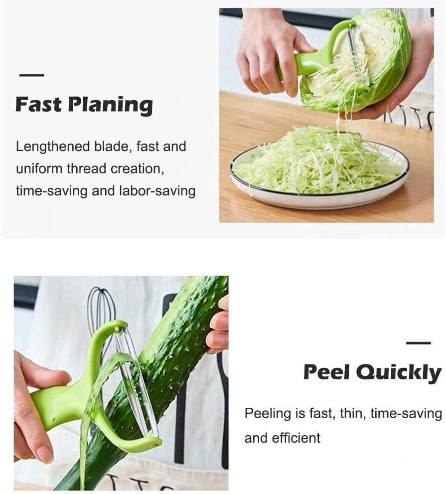 Green Cabbage Shredder,Vegetable Cutter Cabbage Slicer,Stainless Steel Fruit Vegetable Potato Peeler Graters Kitchen Must Have for Home Restaurants Kitchen Utensils and Gadgets 18 * 12Cm image number 6