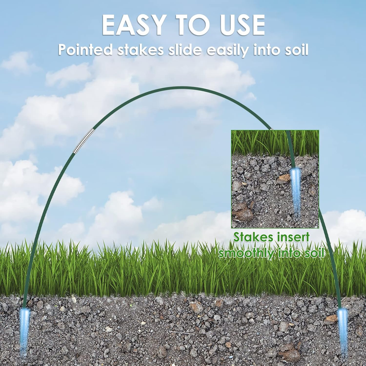 84Pcs Greenhouse Hoops for Raised Beds, Garden Bed, Garden Hoops, Grow Tunnel, Detachable Fiberglass Greenhouse Tunnel Arches, Garden Plant Protection Hoops with 18 Clips for Netting Fabric image number 4