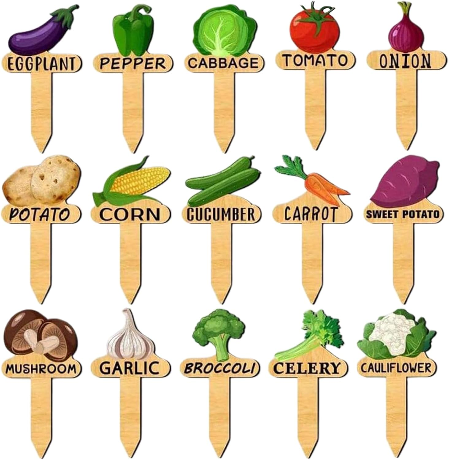 Plant Tags - 15X Garden Markers Plant Tags and Labels,Wooden Vegetable Identification and Organization Supplies for Greenhouse Indoor Outdoor image number 4