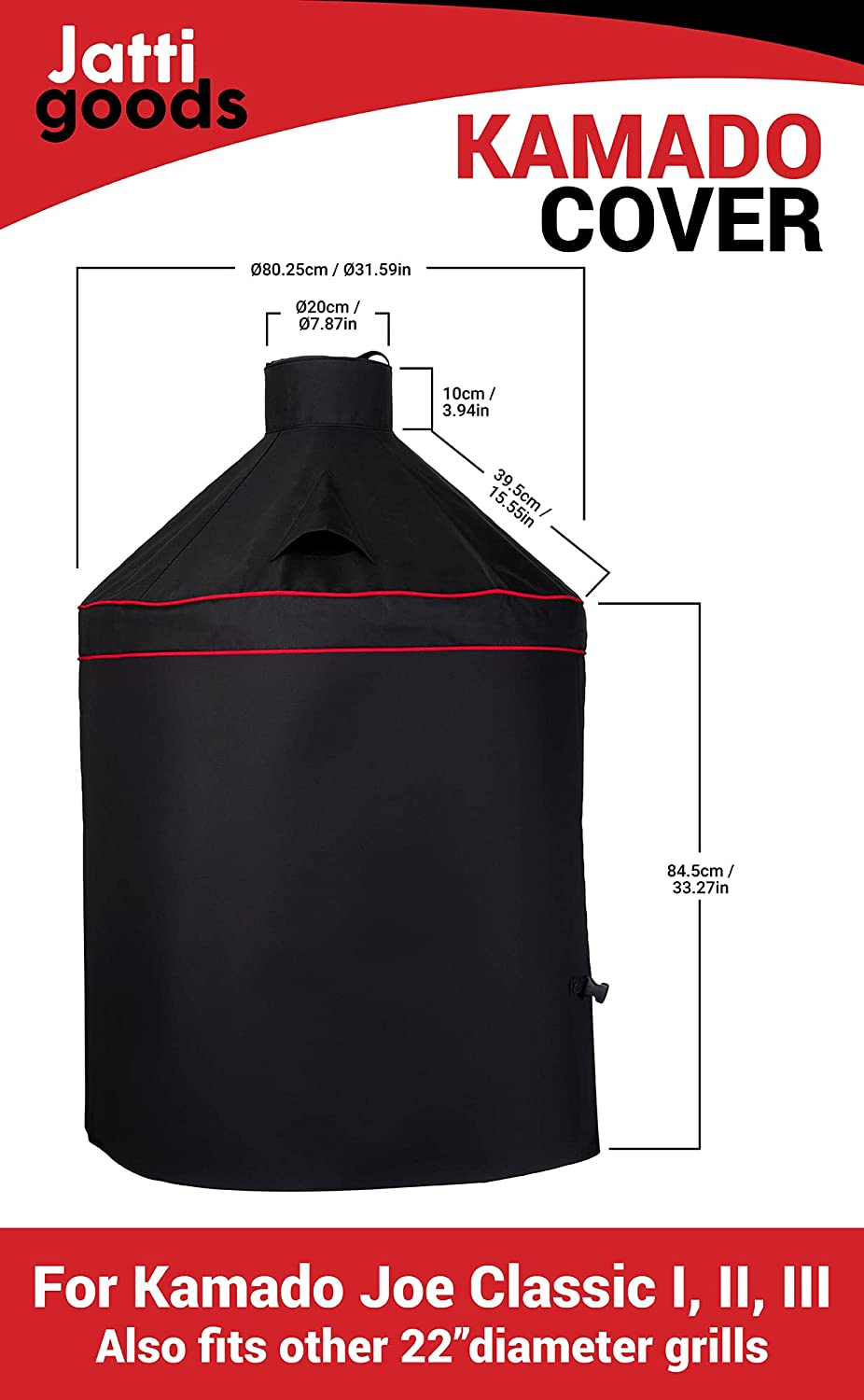 Jatti Kamado Cover for Kamado Joe Classic I, II, III, Waterproof and Heavy Duty Protection image number 6