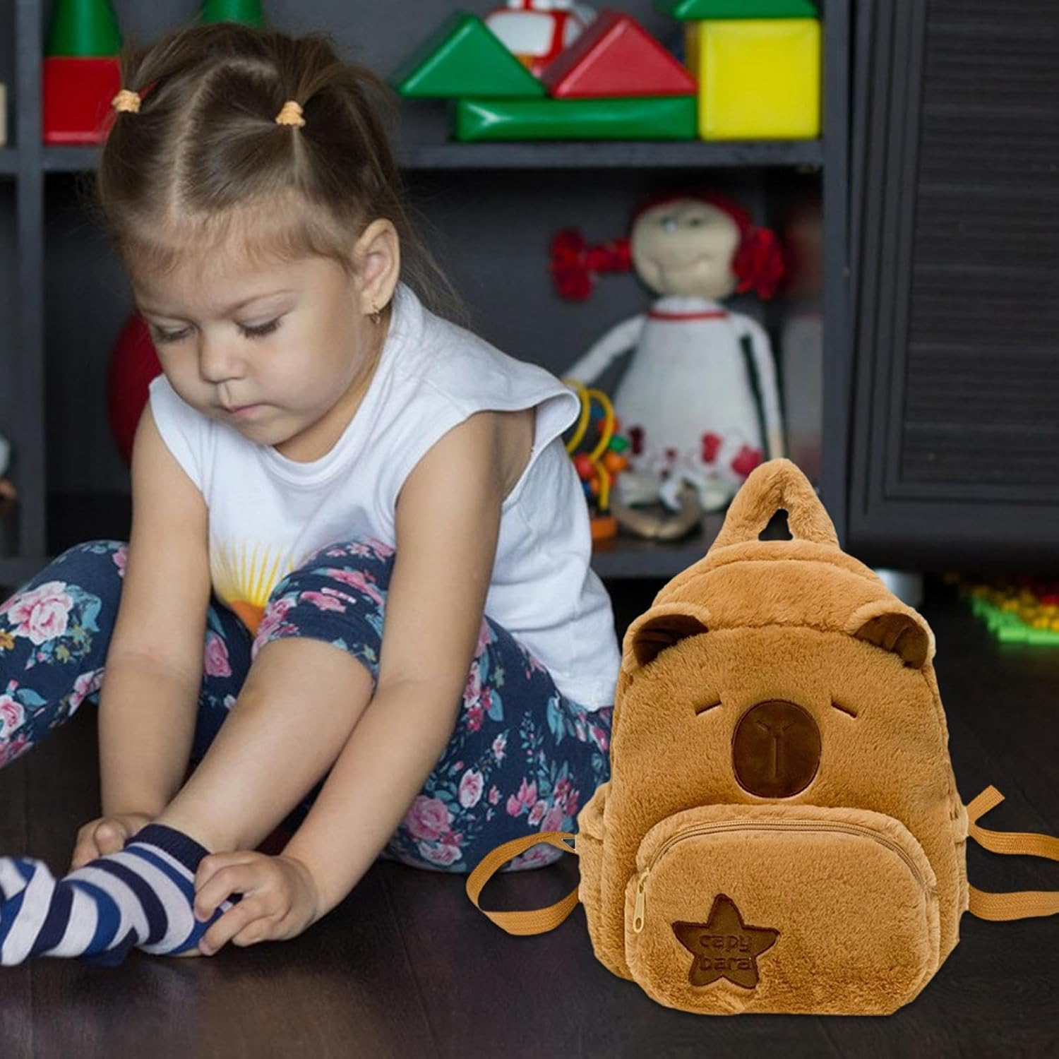 Capybara Backpack Bag | Capybara Plush Casual Bag Cute Animal Backpack | Soft School Bag with Keychain Shoulder Bag for Boys & Girls image number 3