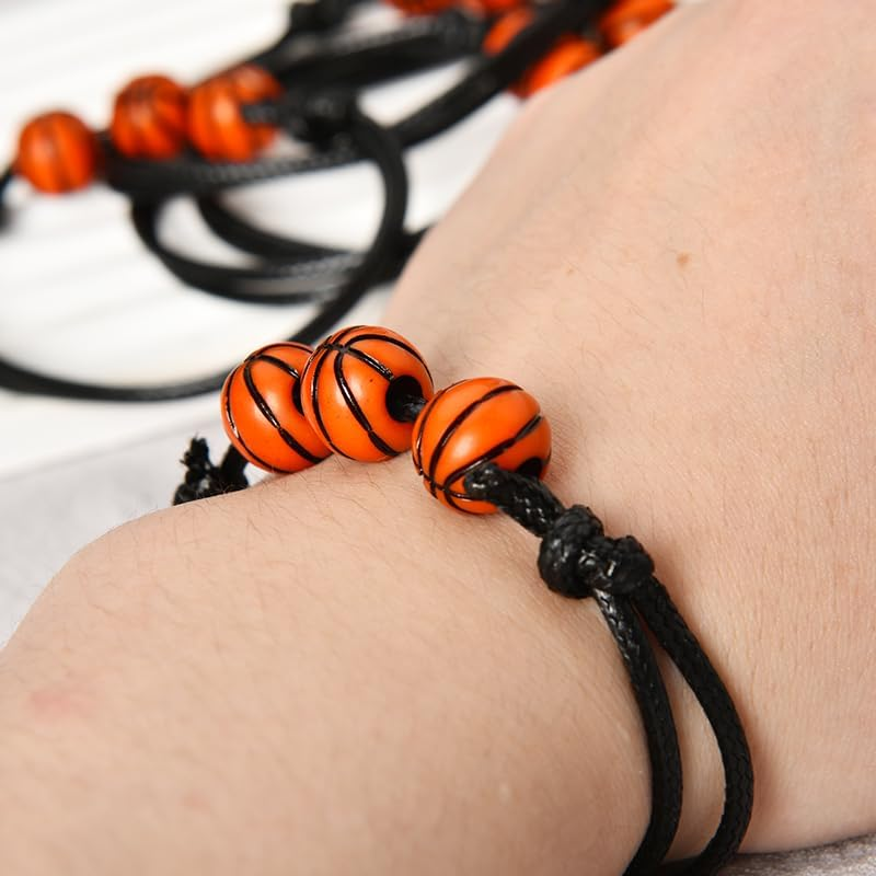 Guqqeuc Basketball Bracelet Sport Theme Bracelets for Women Men Beaded Ball Charm Bracelets for Teammate Basketball Party Favors Christmas Birthday Gifts for Sports Lover 5 Pcs image number 6