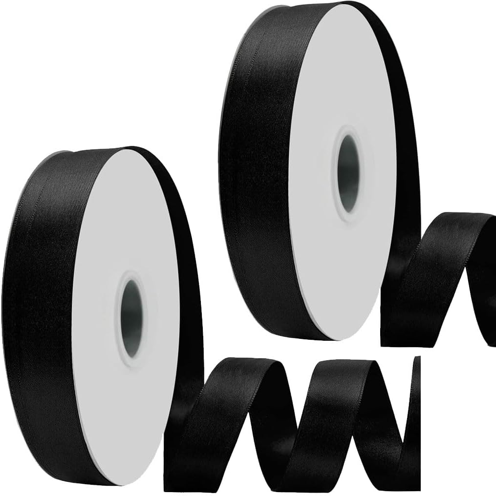 Wine Red Satin Ribbon 1 Inch X 50 Yards, Solid Color Fabric Ribbon for Gift Wrapping, DIY Crafts, Hair Bows Making, Wreath, Wedding Party Decoration and Sewing Projects (Wine Red)