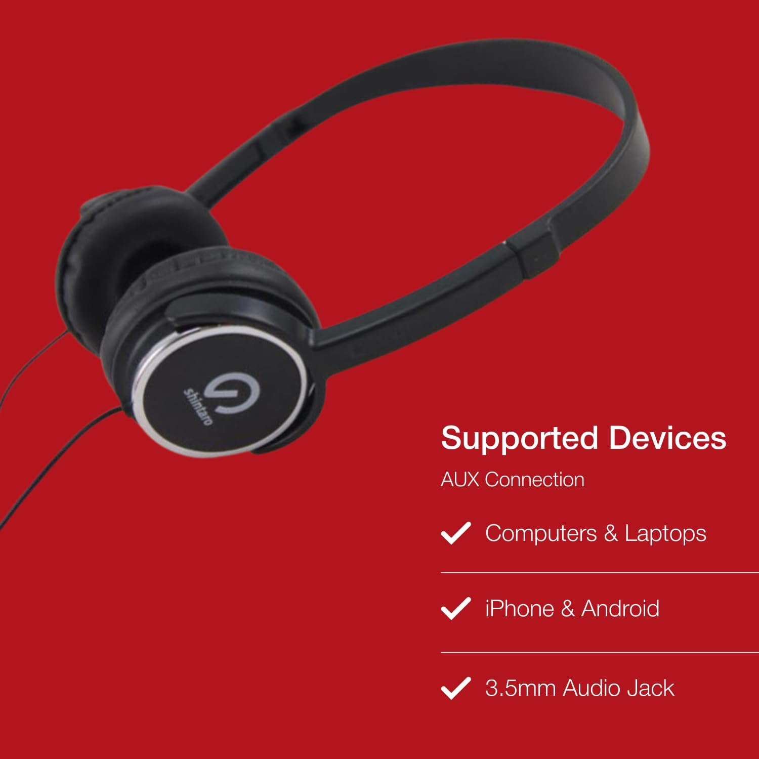 Shintaro Kids Headphones with Safety Volume Limit, 3.5Mm Audio Jack - Adjustable Headband (SH-KHBLK) image number 4