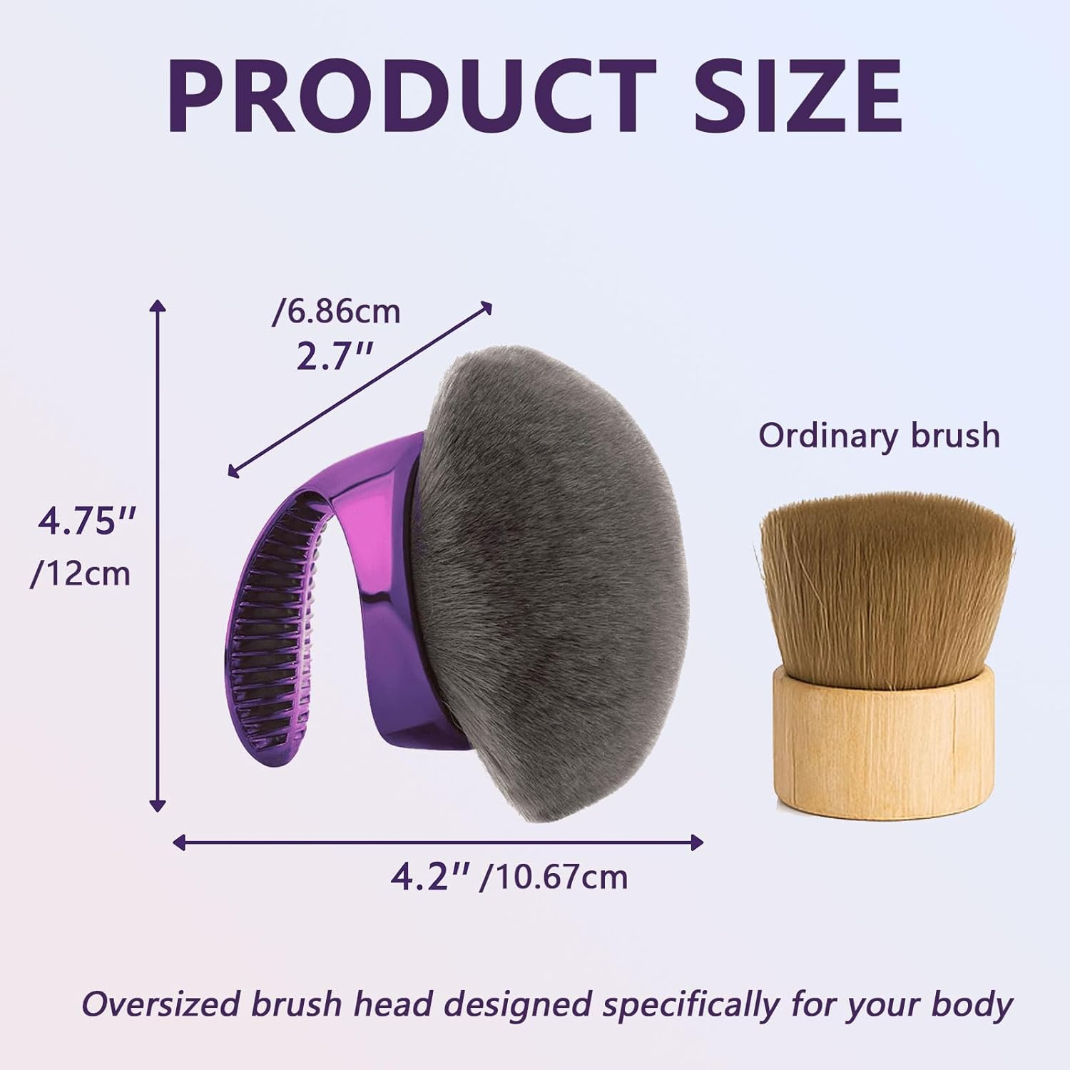 Extra Large Body Makeup Brush for Self Tanner & Bronzer, Kabuki Design with Soft Charcoal-Infused Vegan Bristles for Streak-Free Application - Ermaoo image number 5