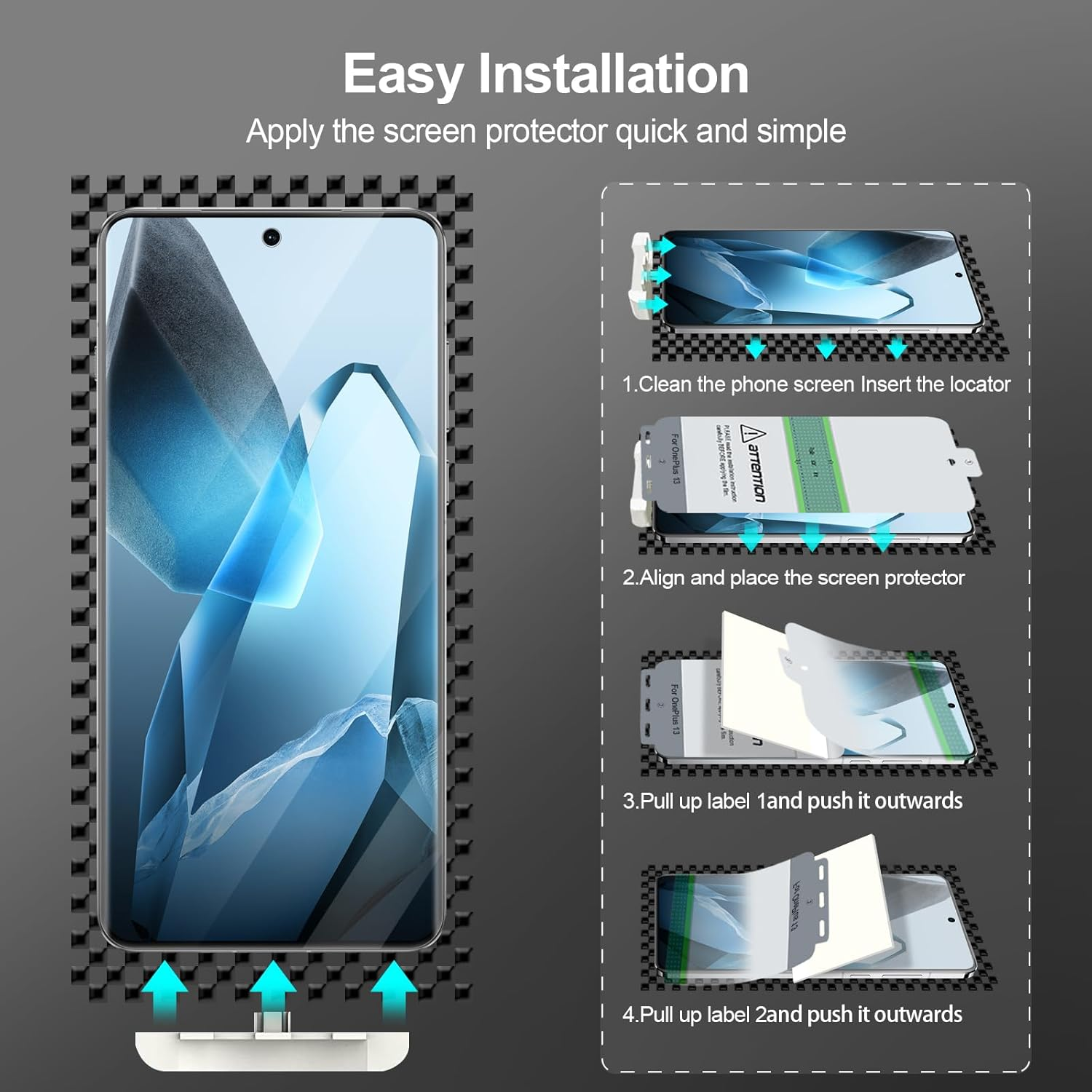 Giiyoon Pack of 3 Tempered Glass Screen Protector for Oneplus 13, HD Screen Protector, Full Coverage, 9H Hardness, Anti-Scratch, Anti-Bubble image number 3