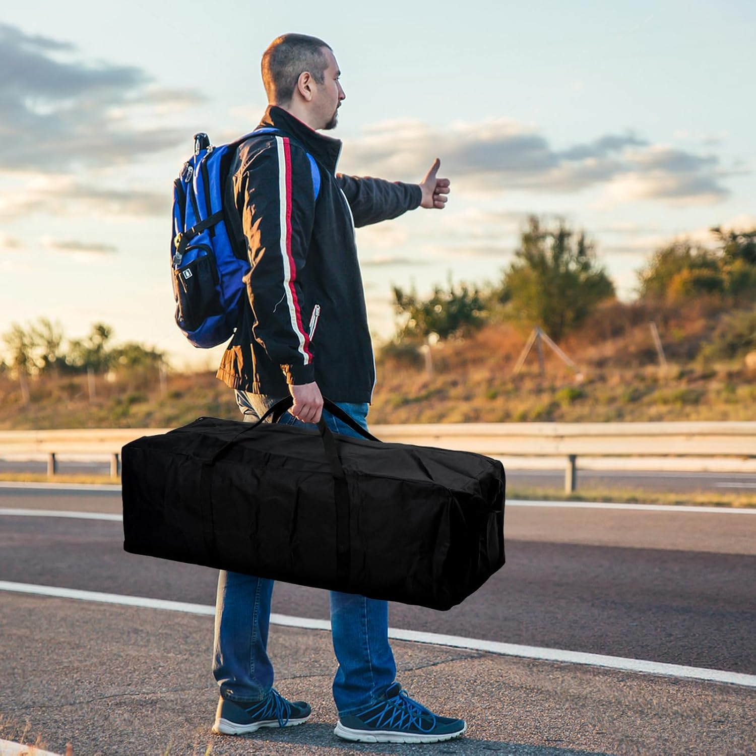 Portable Stove Carry Case | 43Inch Heavy Duty Waterproof Storage Bag for Outdoor Grill & Camping | Double Zippers Storage Pouch image number 5