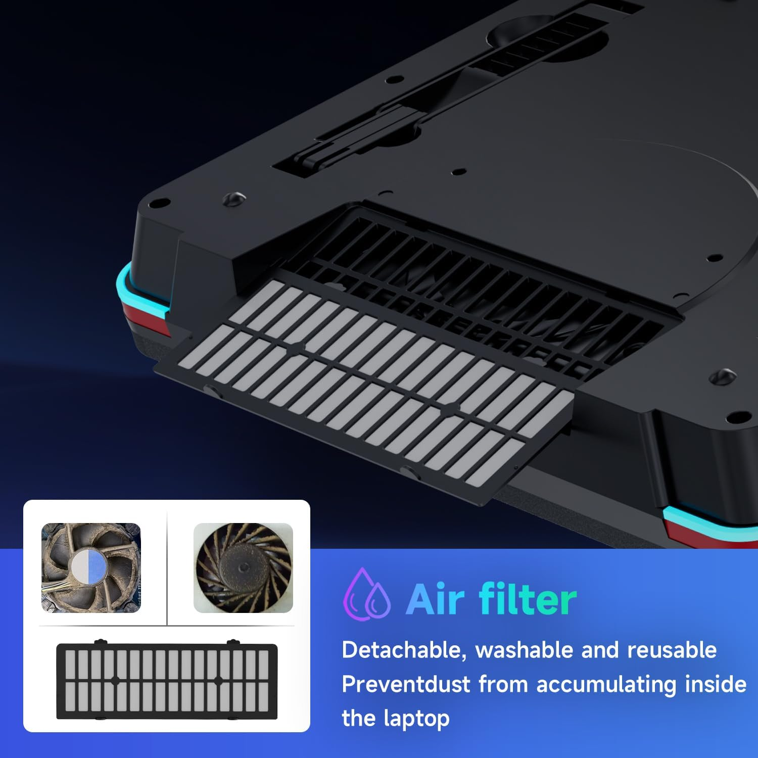 IETS Supercharged Laptop Cooling Pad with Continuously Variable Speed Turbofan,Seal Foam for Rapid Cooling 13-19Inch Gaming Laptop,Air Filtration,Rgb and USB Hub,Powerful Laptop Cooler image number 3