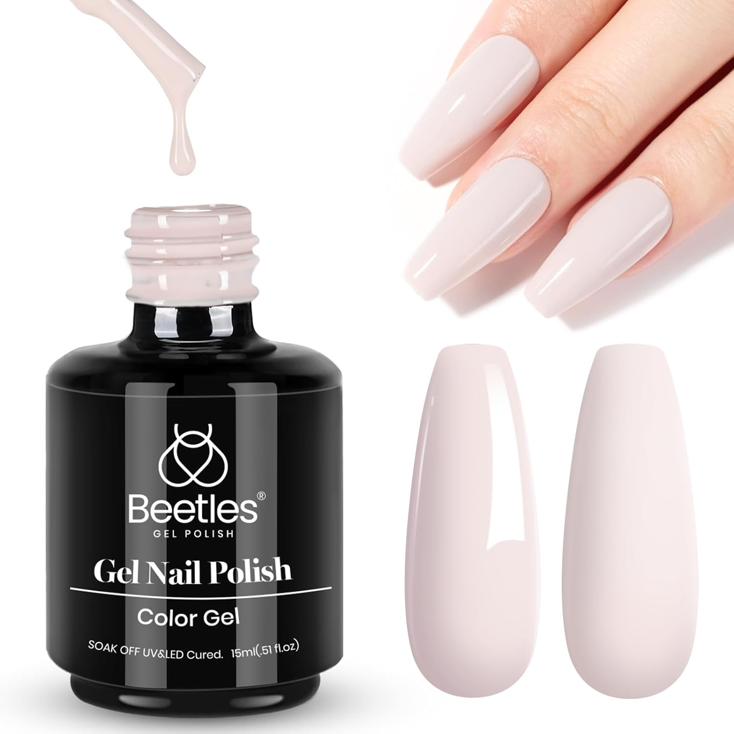 Beetles Gel Polish Gel Nail Polish, 1Pcs 15Ml Stone Beige Brown Color Gel Polish Soak off Gel Polish Uv LED Lamp Cured Nail Art Manicure Salon DIY Design Decoration at Home Women image number 3