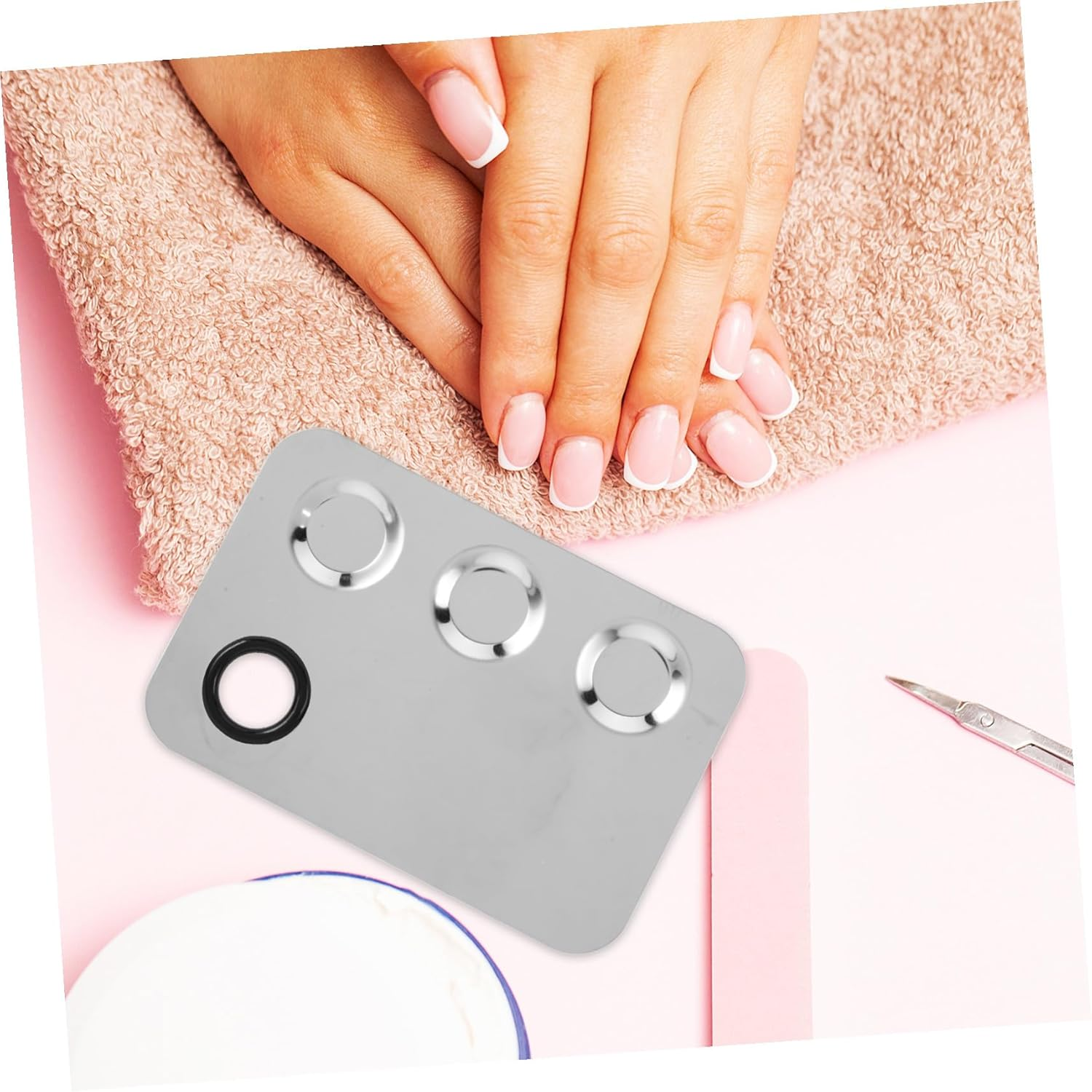 HEATSHAKING Stainless Steel Makeup Mixing Palette Small Liquid Makeup Plate for Foundation Concealer Lipstick Blending Tray Professional Cosmetic Tool for Artists and Nail Technicians image number 1